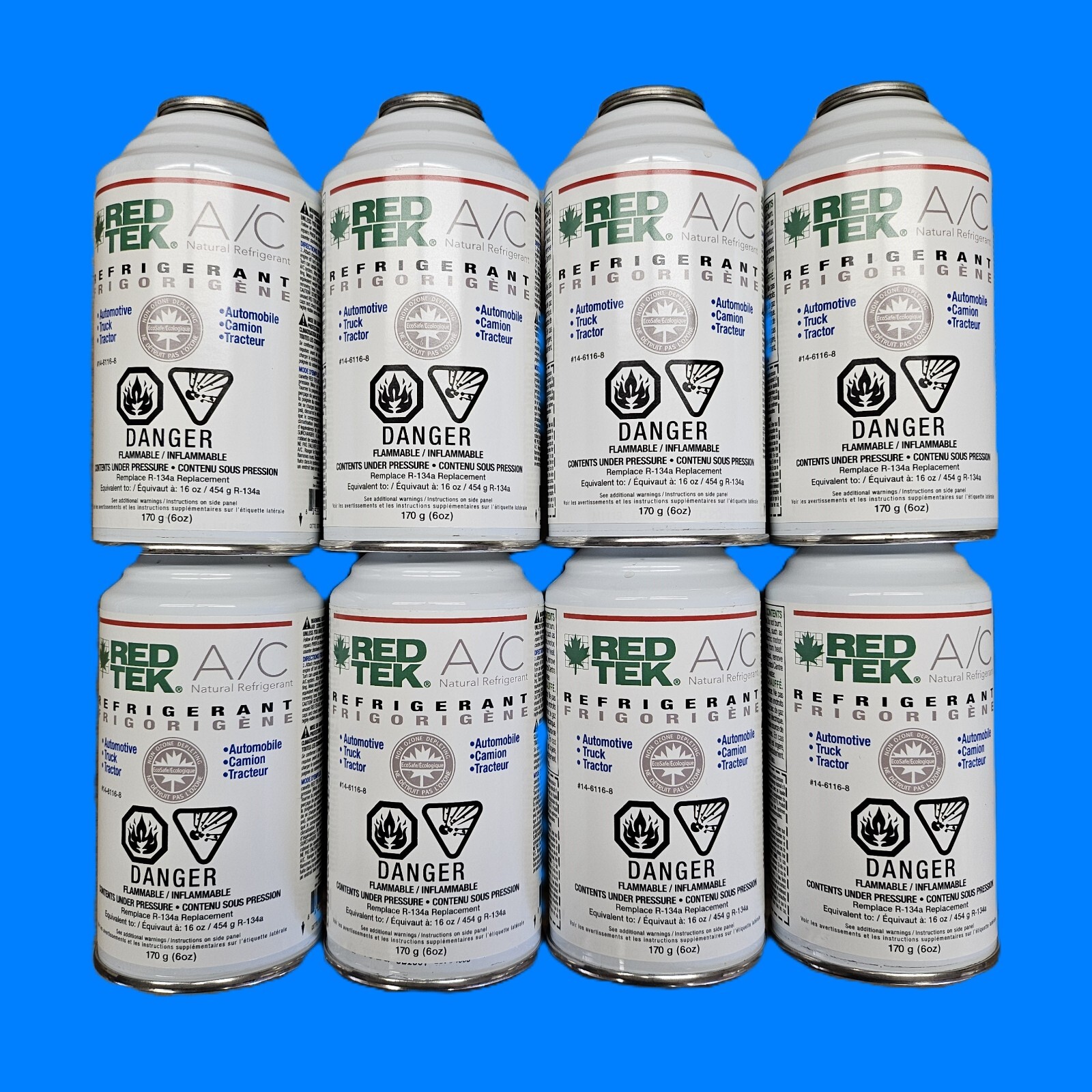 REDTEK R134a Compatible Charge - 8 cans