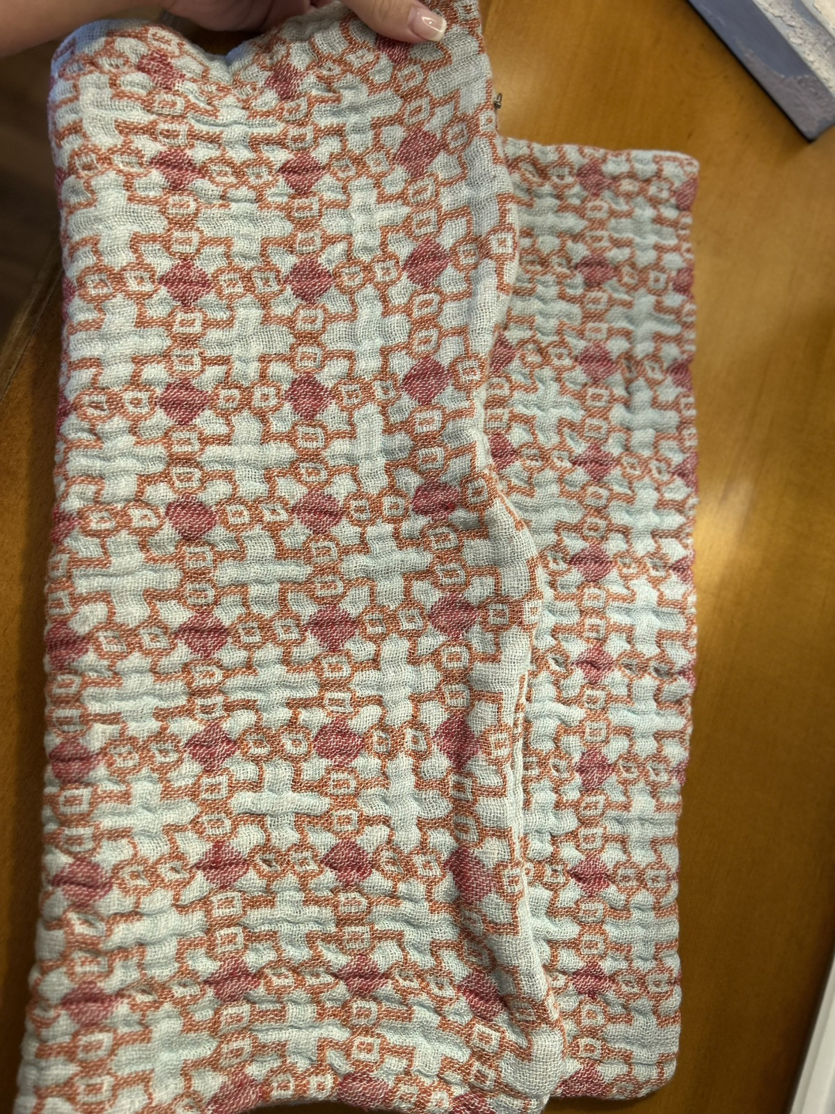 GreenRow Pia Cotton Pillow Cover 20”x20” Blue/Pink NWOT OPEN BOX