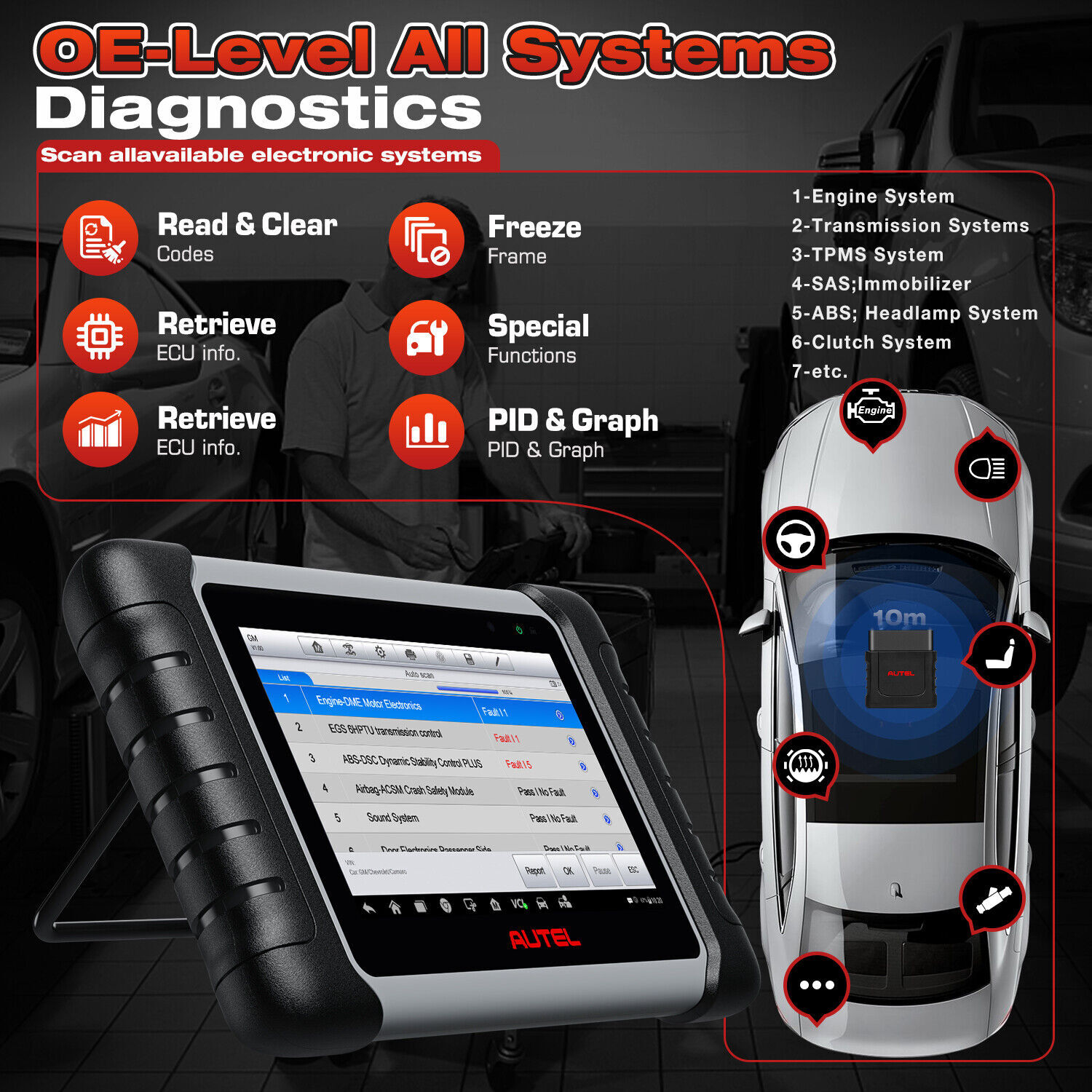 2023 Autel MaxiCOM MK808BT PRO Diagnostic Scanners Active Test Update of MK808S