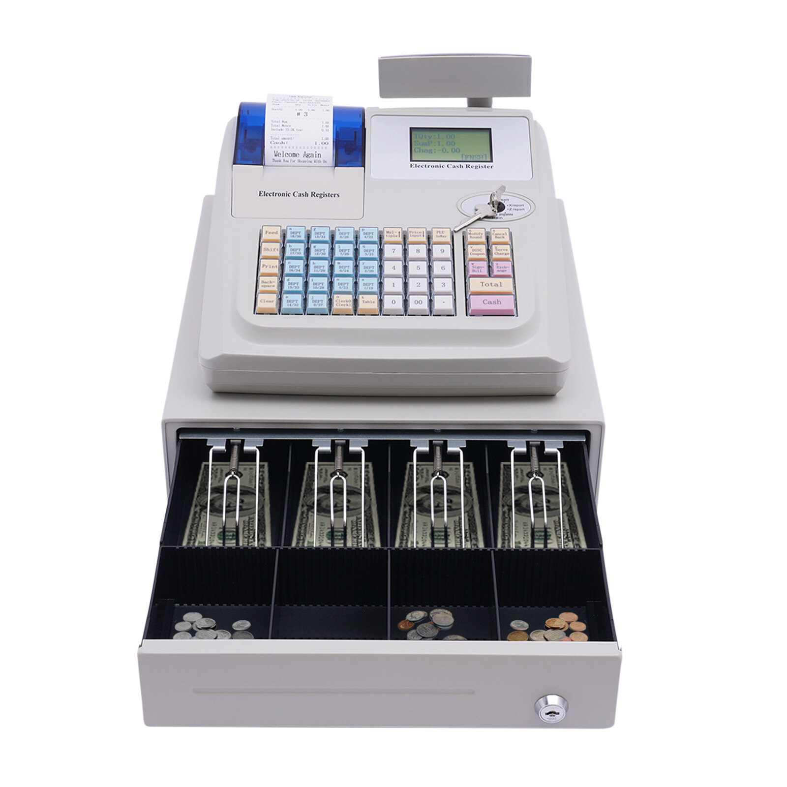 NEW Electronic Cash Register 48 Keys Cash Management System with Thermal Printer