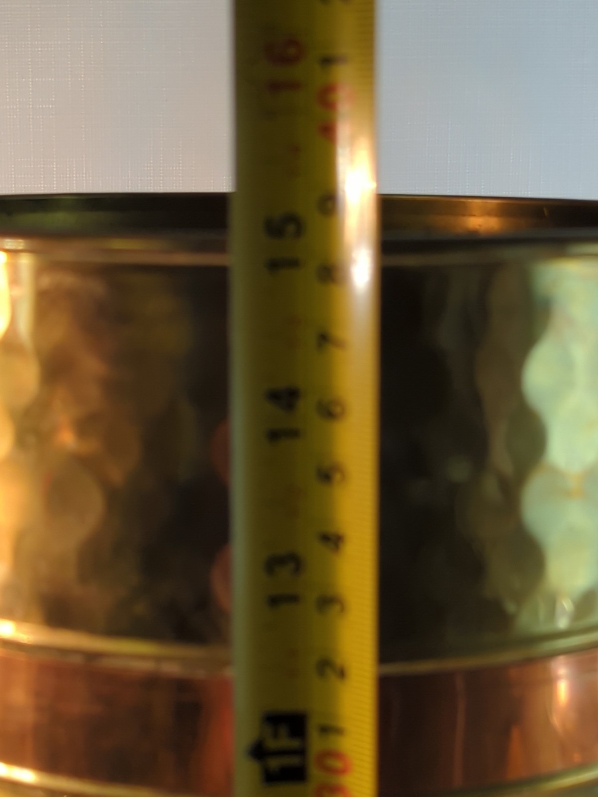 Hammered Brass Copper Umbrella Stand Lion Head Handles Feet Regency Vtg 15x7"