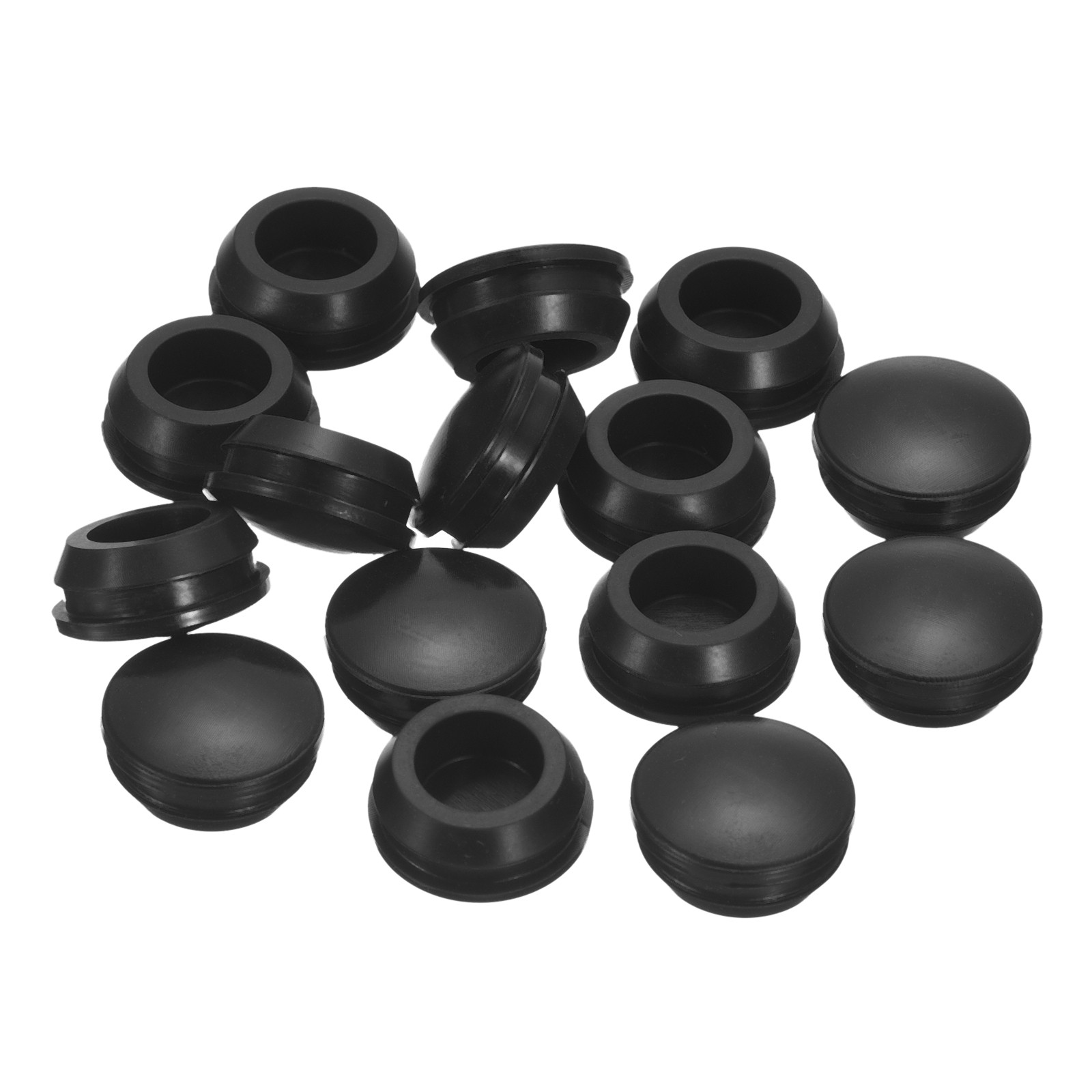 15Pcs Silicone Plugs Rubber Round Locking Hole Plugs for 14-15mm Hole Black