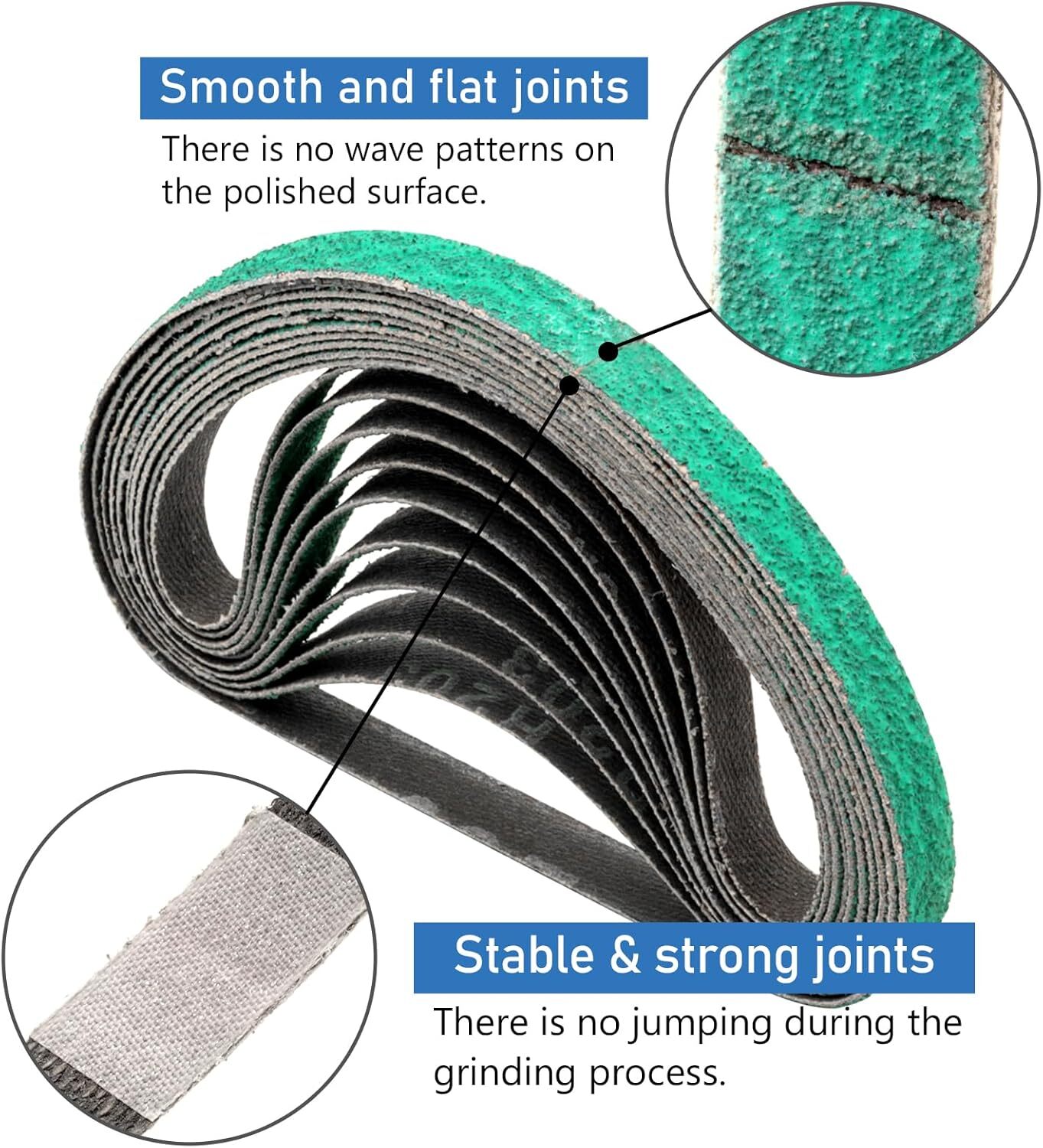 25PCS 3/8" x 13" Zirconia Sanding Belt for Air Belt Sander 40-120 Grit for Metal