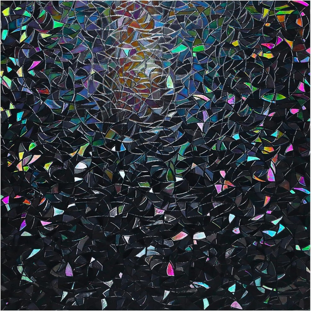 rabbitgoo Privacy Window Film Rainbow Static Cling Stained Glass Sticker Black
