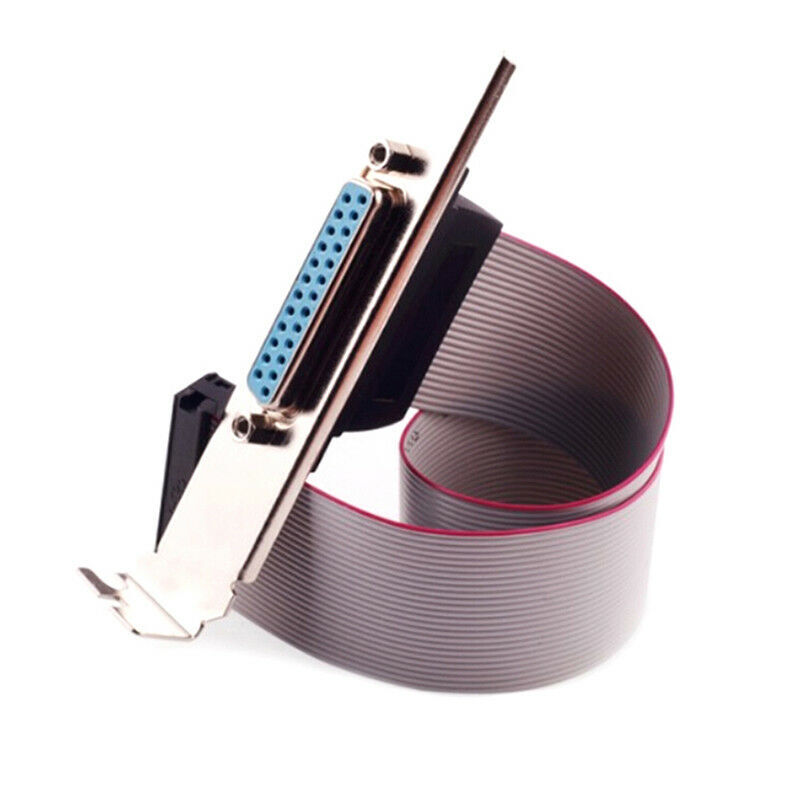 DB25F to IDC26 Parallel Port 12 Inch Ribbon Cable on Bracket