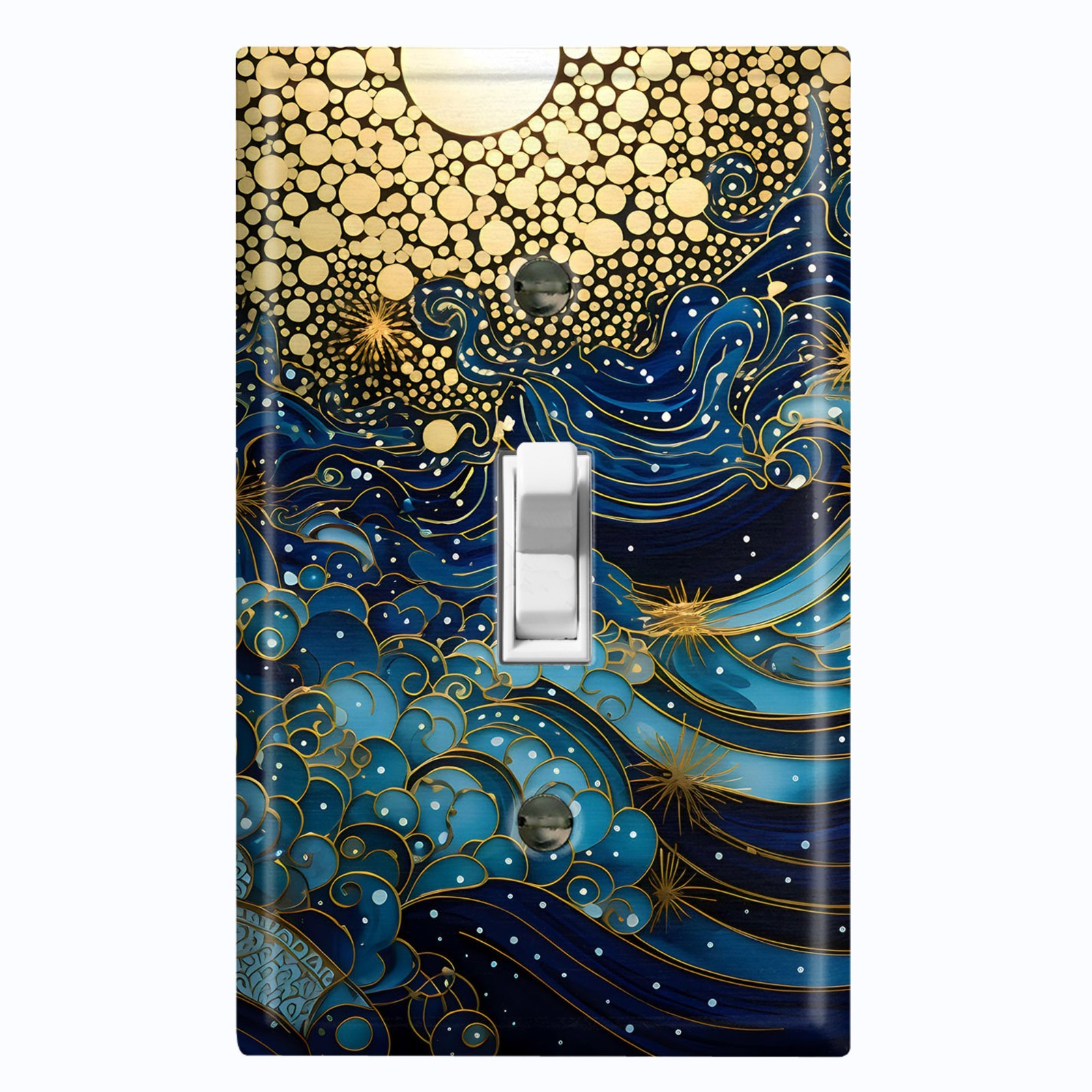 Metal Light Switch Outlet Cover Wall Plate Swirling Ocean Wave Art Decor OCN170