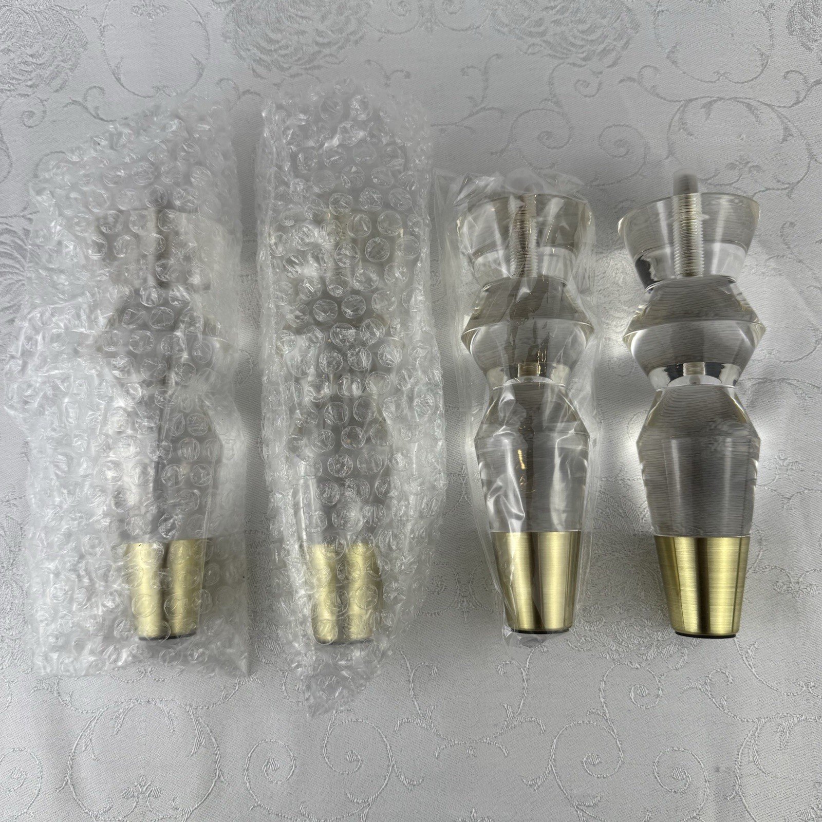 Jerever Acrylic Funiture Legs Lot Of Four (4) Legs With Mounting Hardware **READ