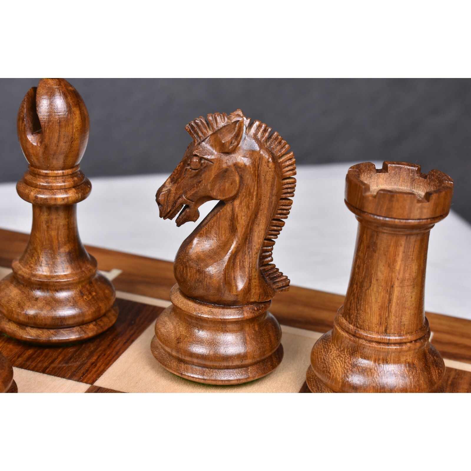 3.9" Craftsman Knight Staunton Chess Pieces Only set - Double Weighted Sheesham