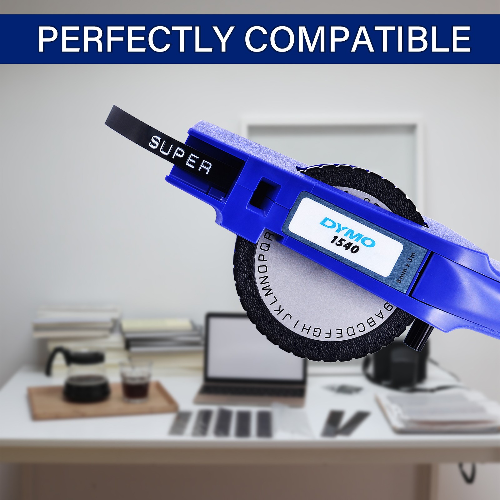 10PK For DYMO 3D Embossing Label Tape Organizer Xpress White on Black 12mm+9mm