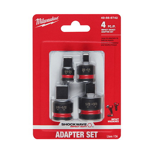 Milwaukee Tool 49-66-6742 SHOCKWAVE Impact Duty™ 1/4"-1/2"Drive Adapter 4 PC Set