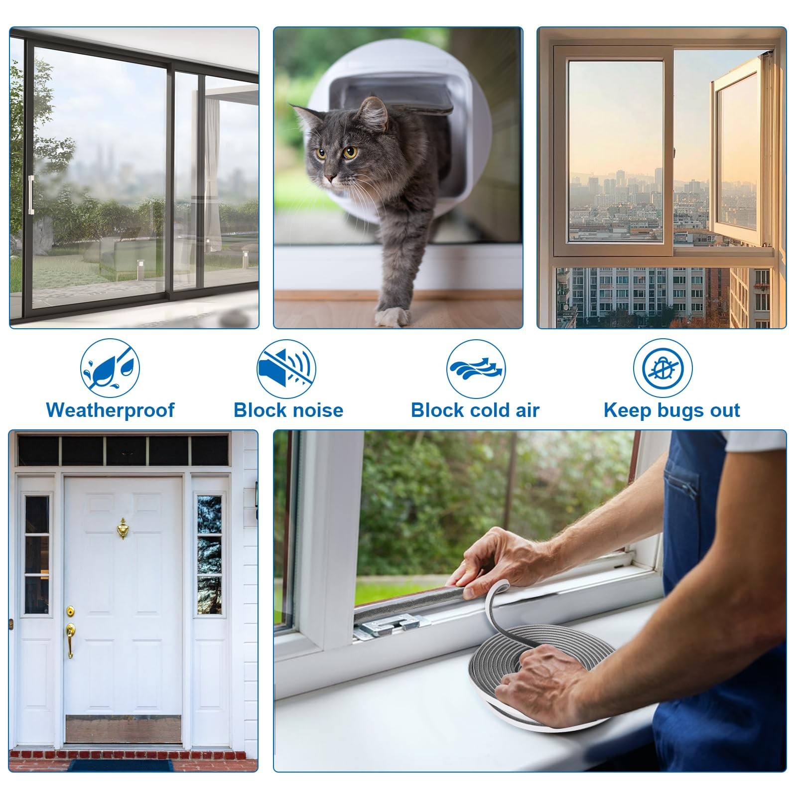 33 Ft Weather Stripping Door Seal. Self-Adhesive Soundproofing Weather Stripping