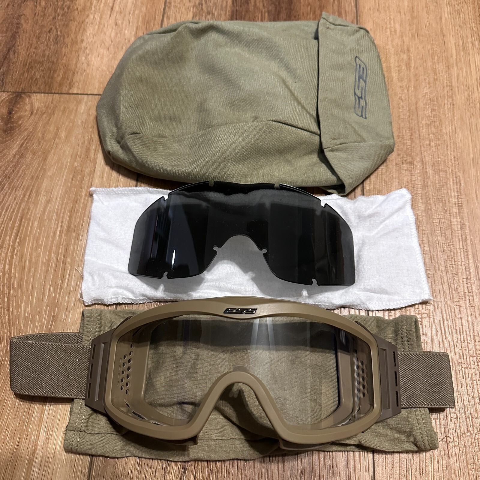 ESS Profile NVG Tan Goggles Military Issue - Clear and Tinted Lenses & Case