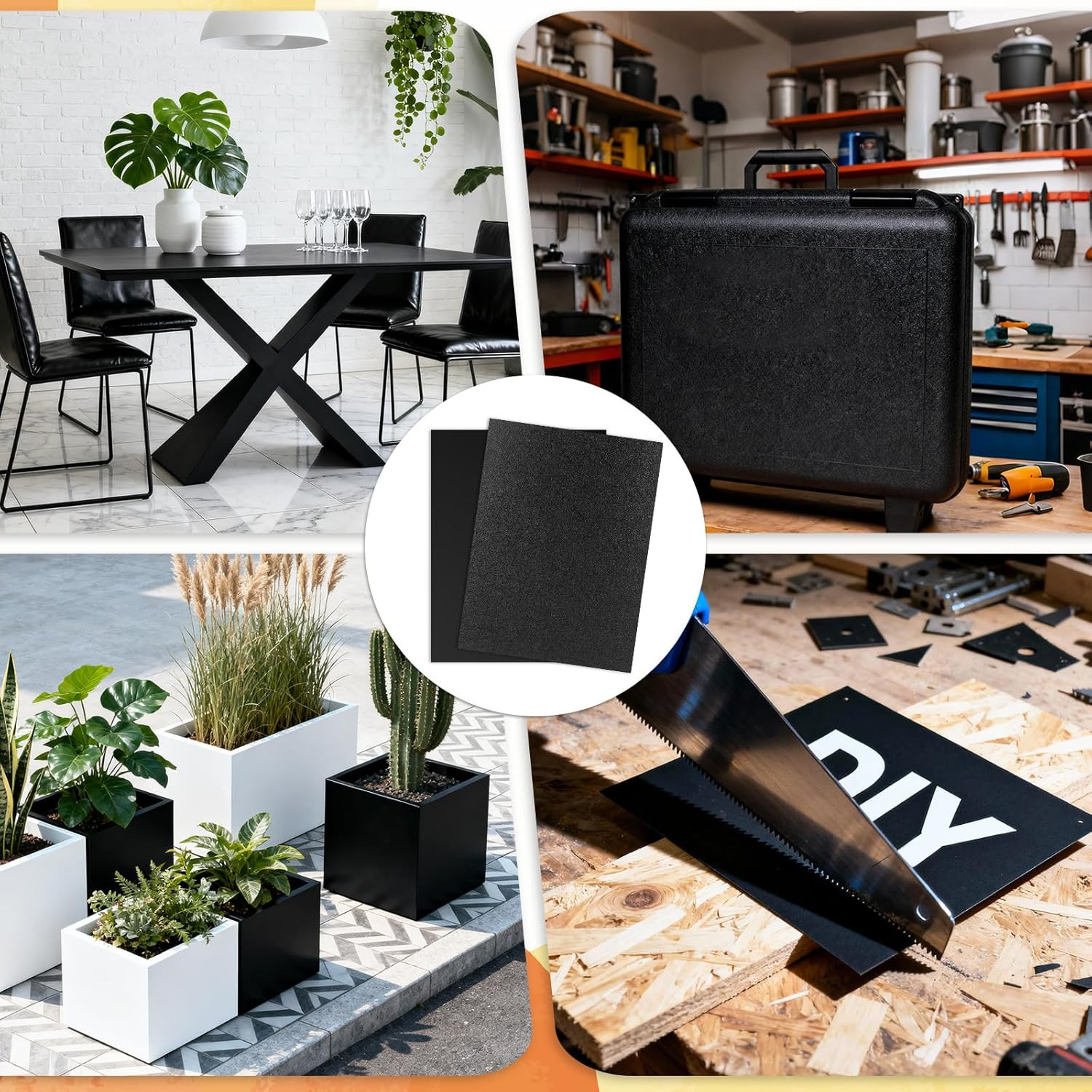 ABS Plastic Sheet 12" X 16" 1/4 Inch Thick 2-Pack Black Rigid Moldable