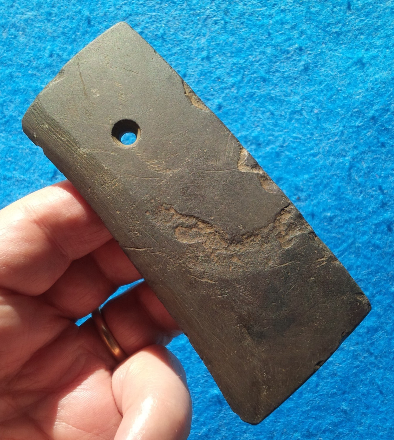 4-3/8" DRILLED SLATE PENDANT KENTUCKY ARROWHEAD AUTHENTIC INDIAN ARTIFACT GORGET