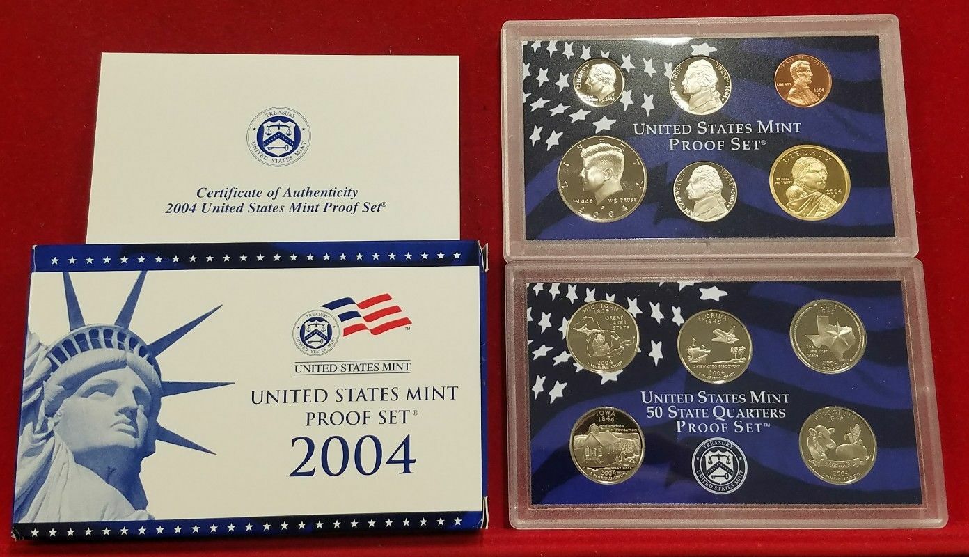 2004 Clad US Proof 10 Coin Set with Original Packaging & COA COMPLETE