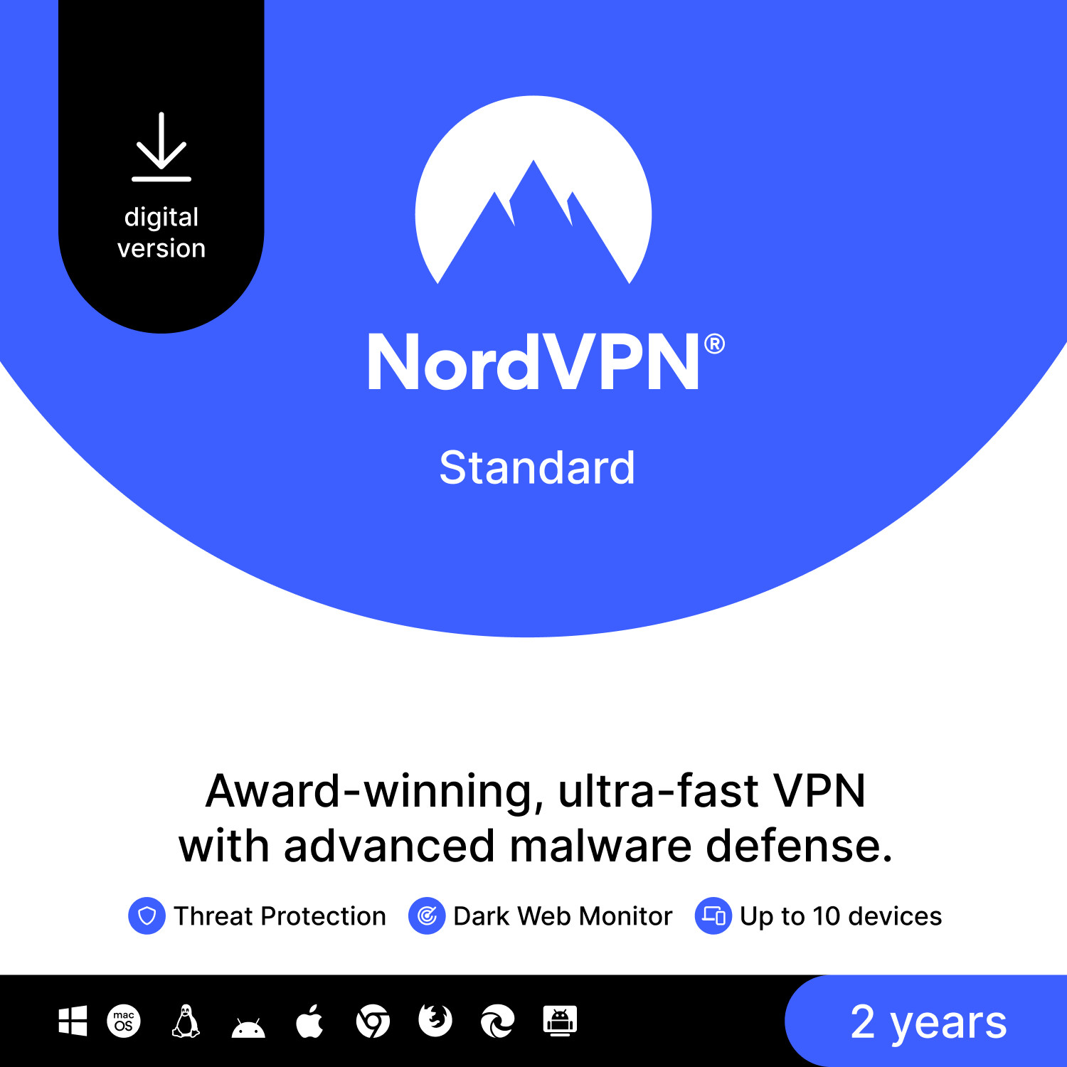NordVPN Standard, 10 Devices, 2-Year, VPN & Cybersecurity, Digital Code