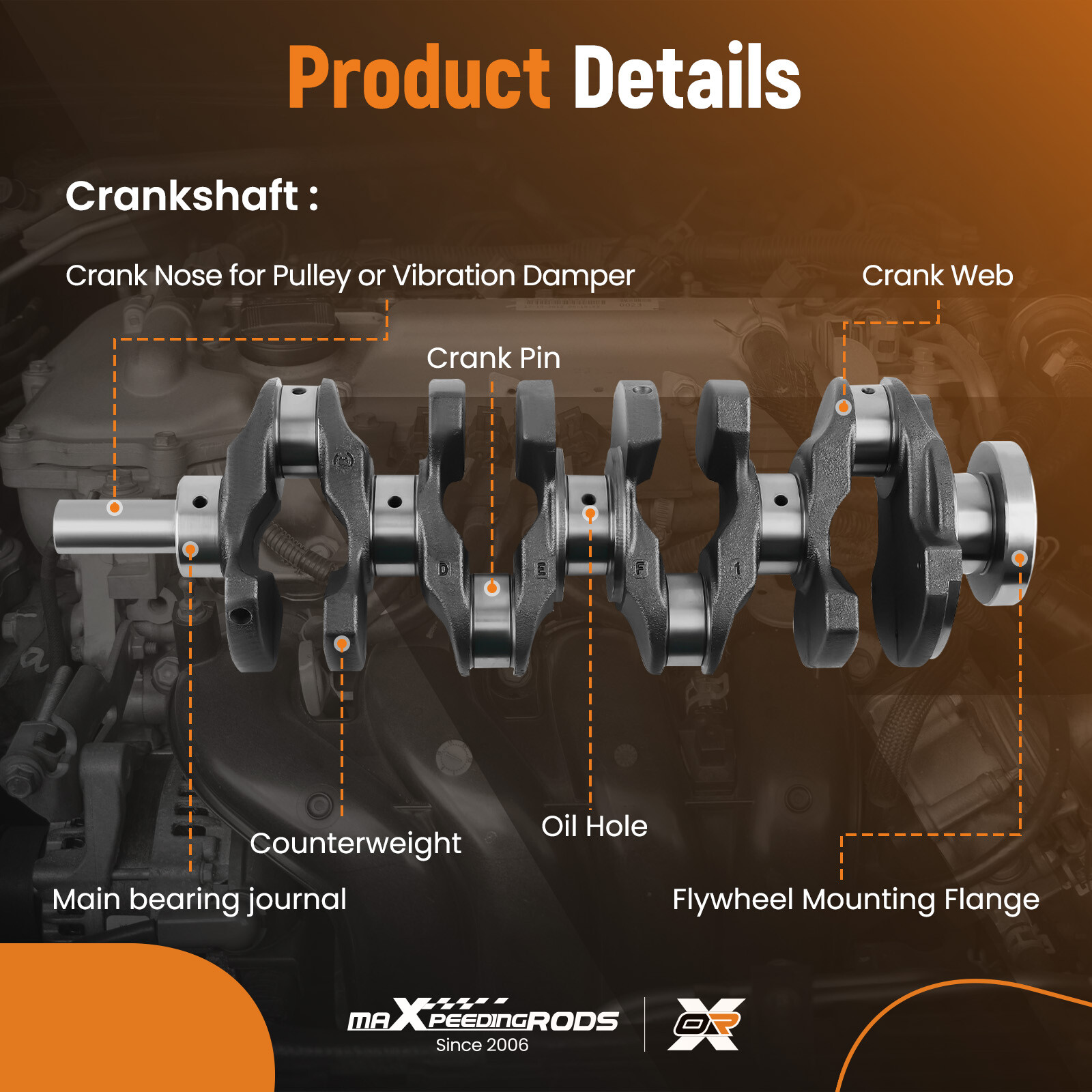 GDI 2.4L G4KJ Crankshaft+Bearing+Rods Kit for Hyundai Sonata Kia Optima Sorento