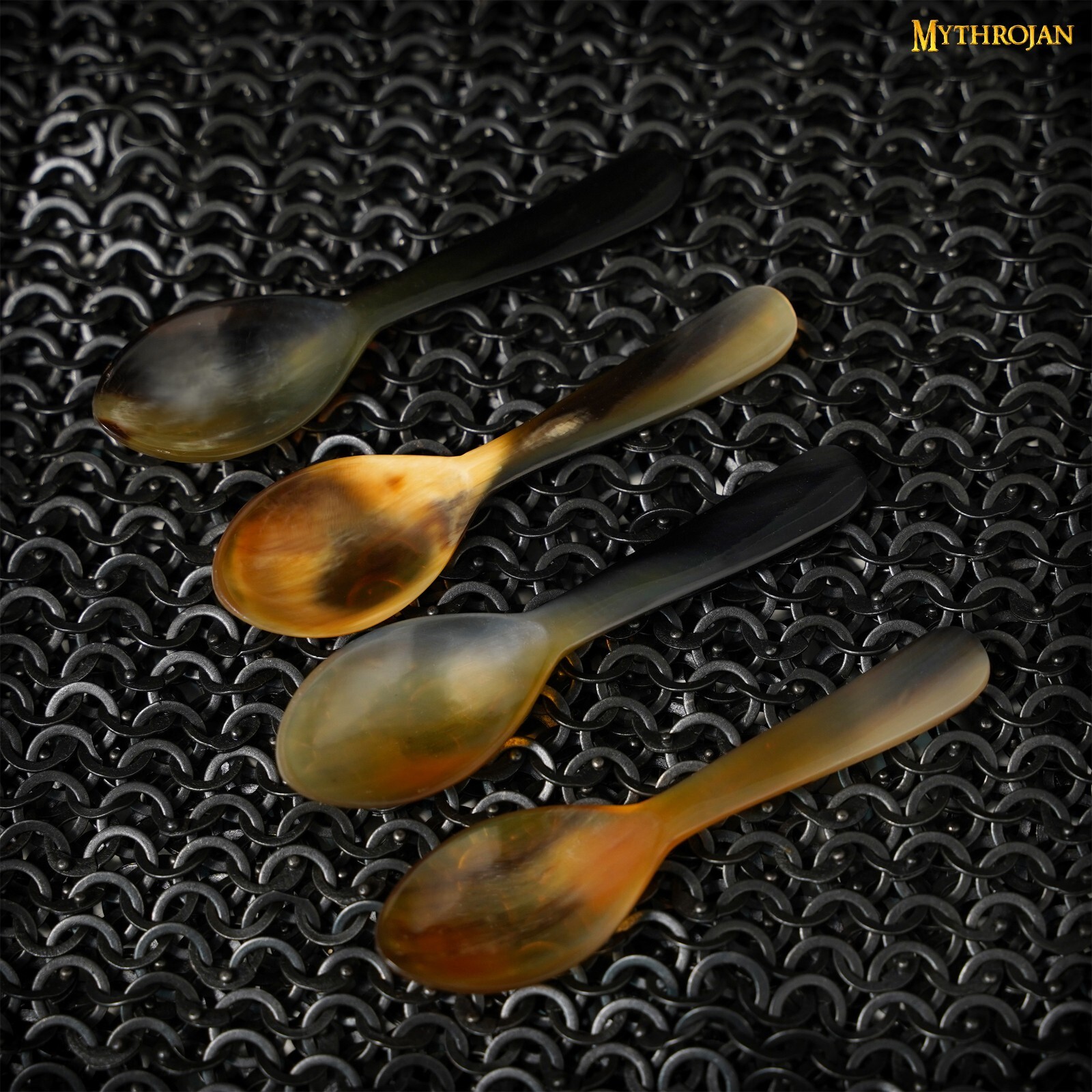 Medieval Genuine Horn Spoon Viking Events Cosplay 4.2 Inch Handcrafted Set of 4