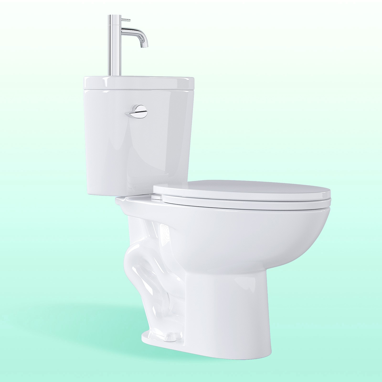 Two Piece Toilet with Sink 2 in 1 Toilet Bowl with Faucet 1.28 GPF Single Flush