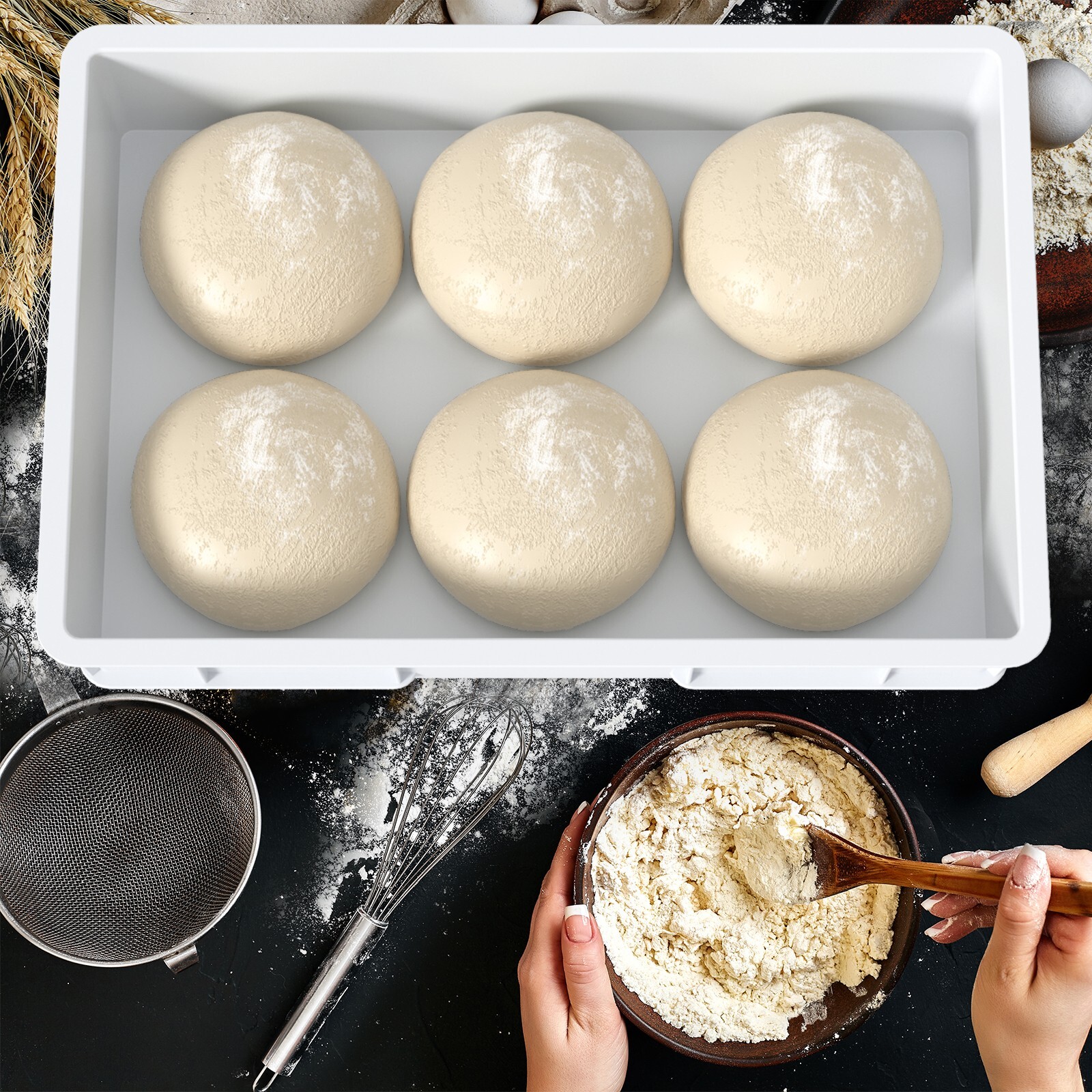 Cand Pizza Dough Proofing Box Tray, Stackable Commercial Quality Trays, 4 Tray