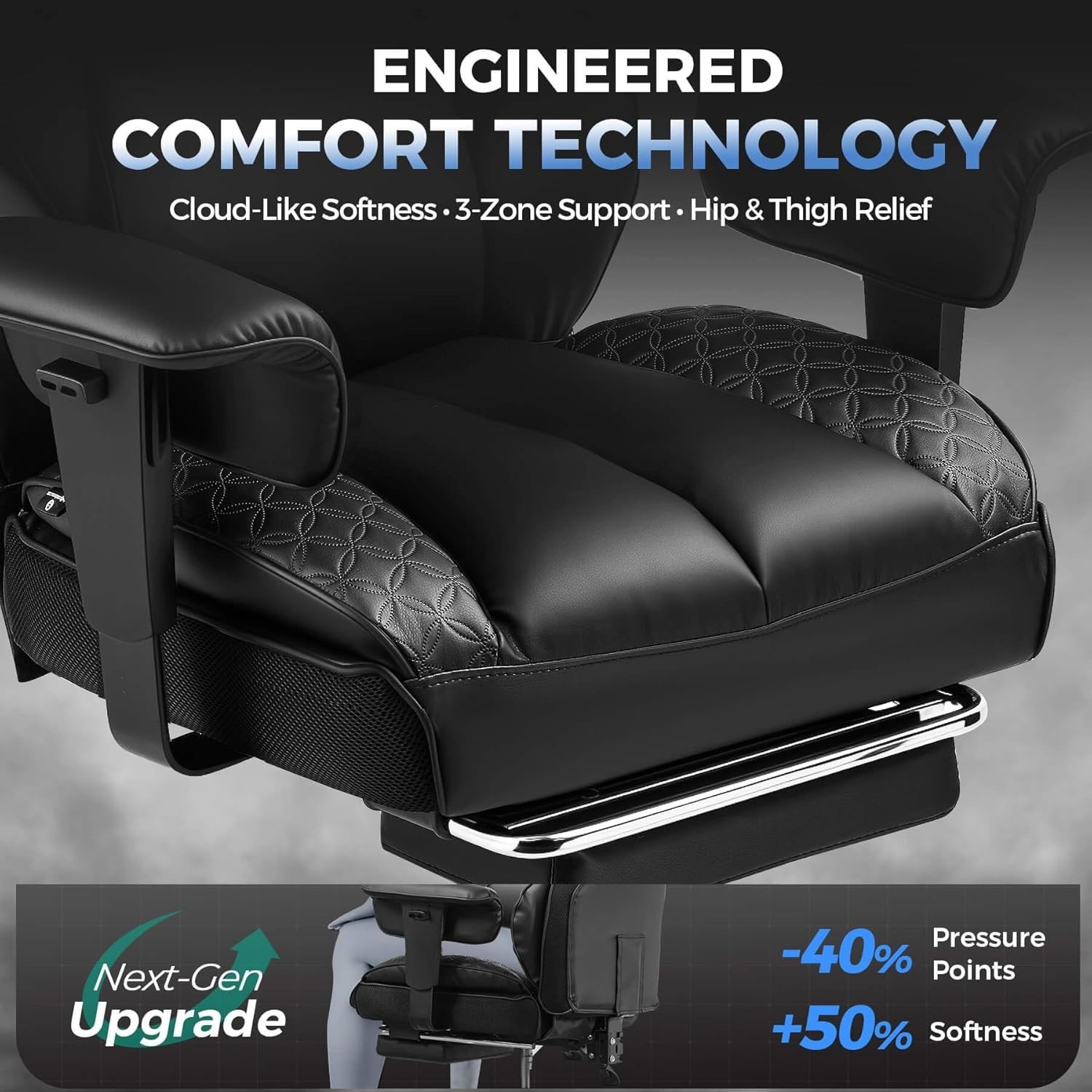 GTRACING Big and Tall Gaming Chair 400lbs Heavy Duty Office Chair with Footrest,