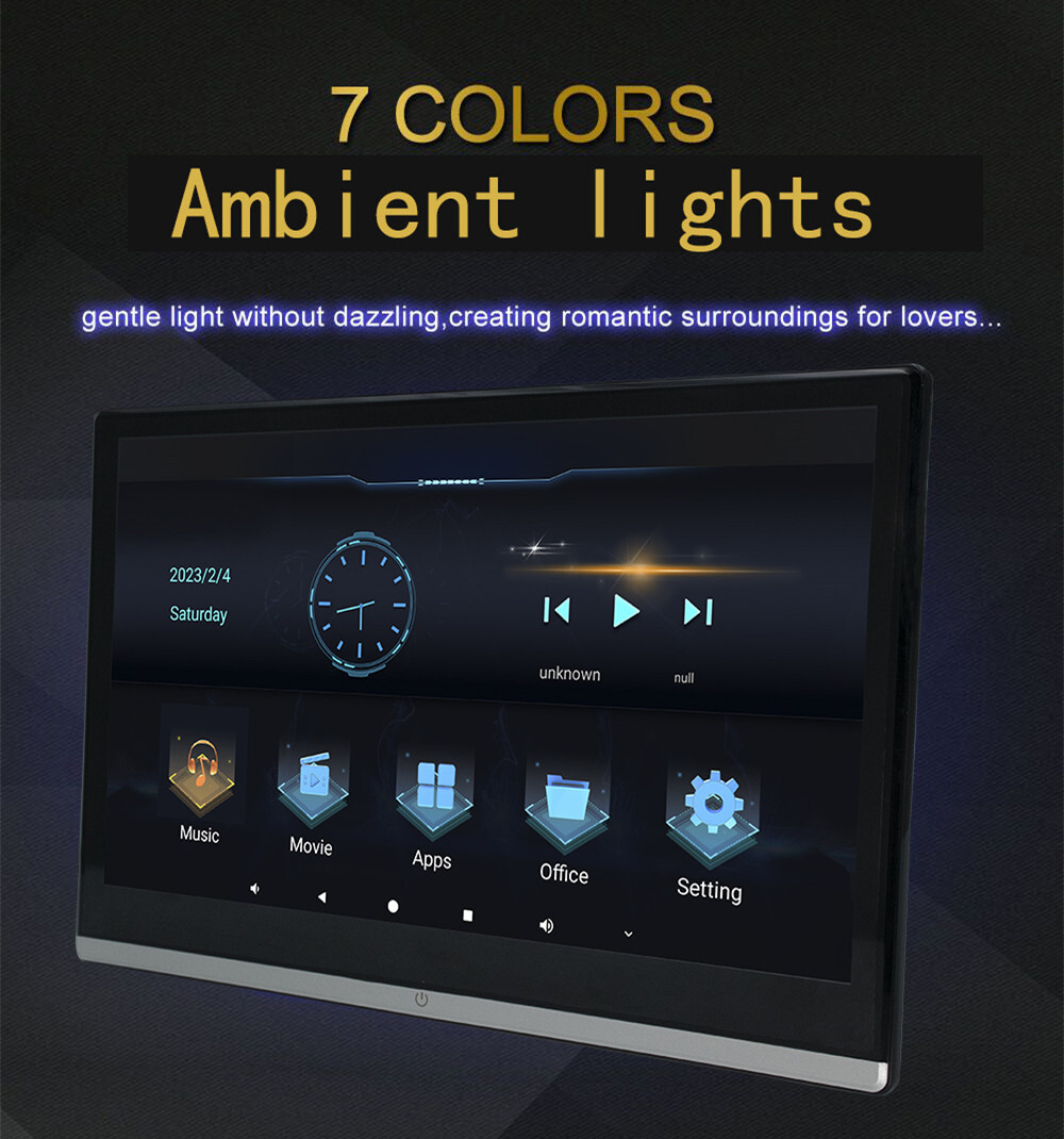 13.3''Car Rear Headrest TV Monitor 4+64GB WIFI Bluetooth Rotatable Screen Player