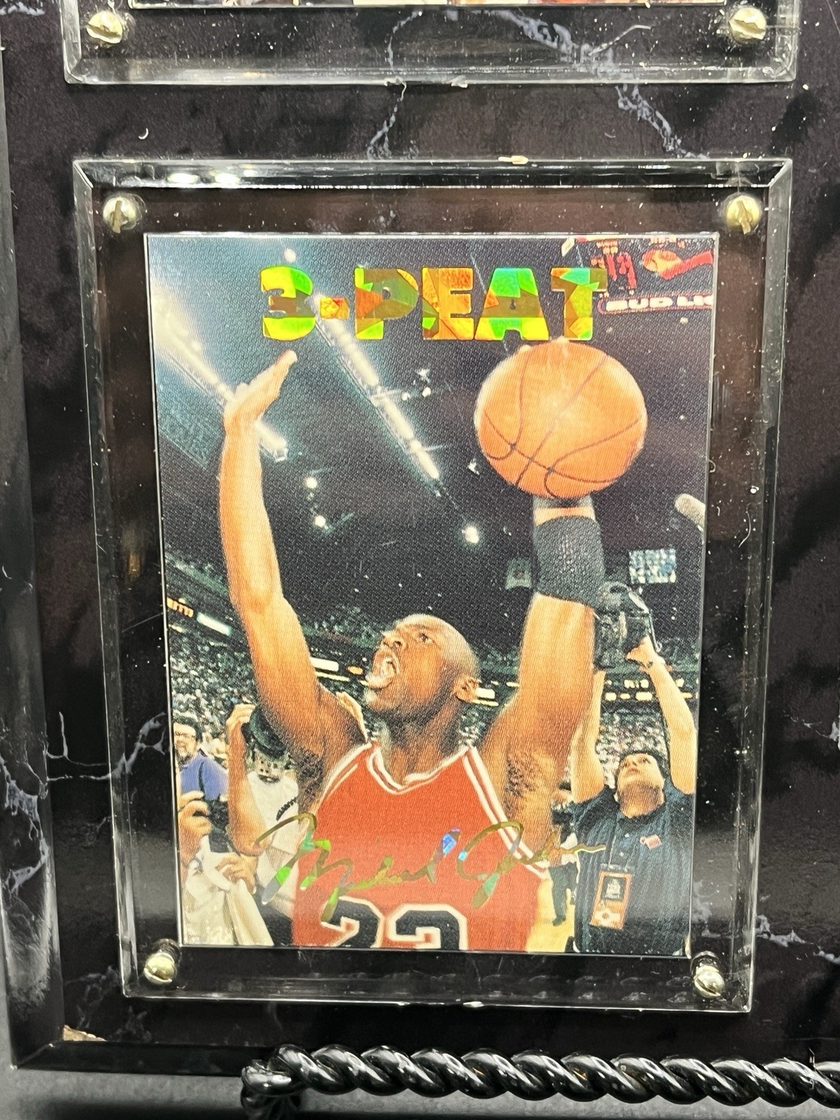 Michael Jordan Chicago Bulls 1993 - 3 Card Plaque-3 Time NBA MVP- 9.5"x8" As Is