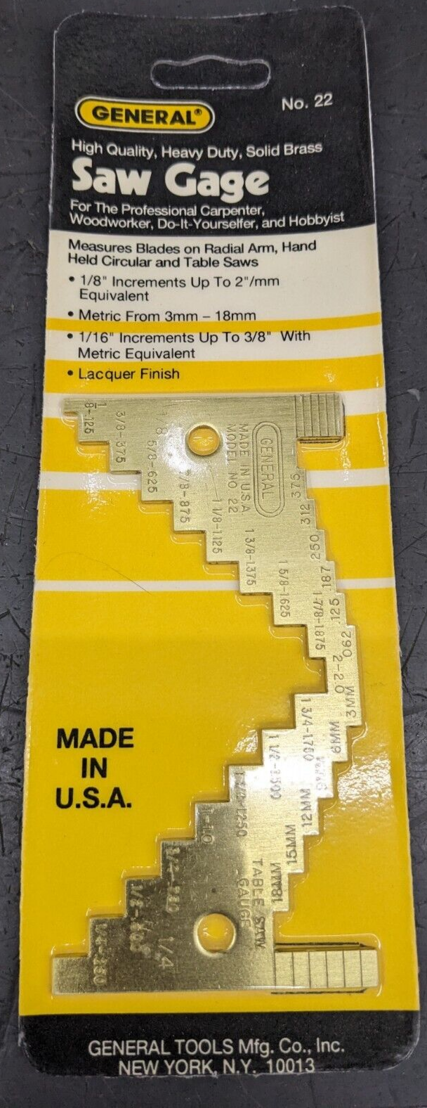 General Brass Saw Gage # 22 Blades on Radial Arm, Hand-Held Circular, Table Saw