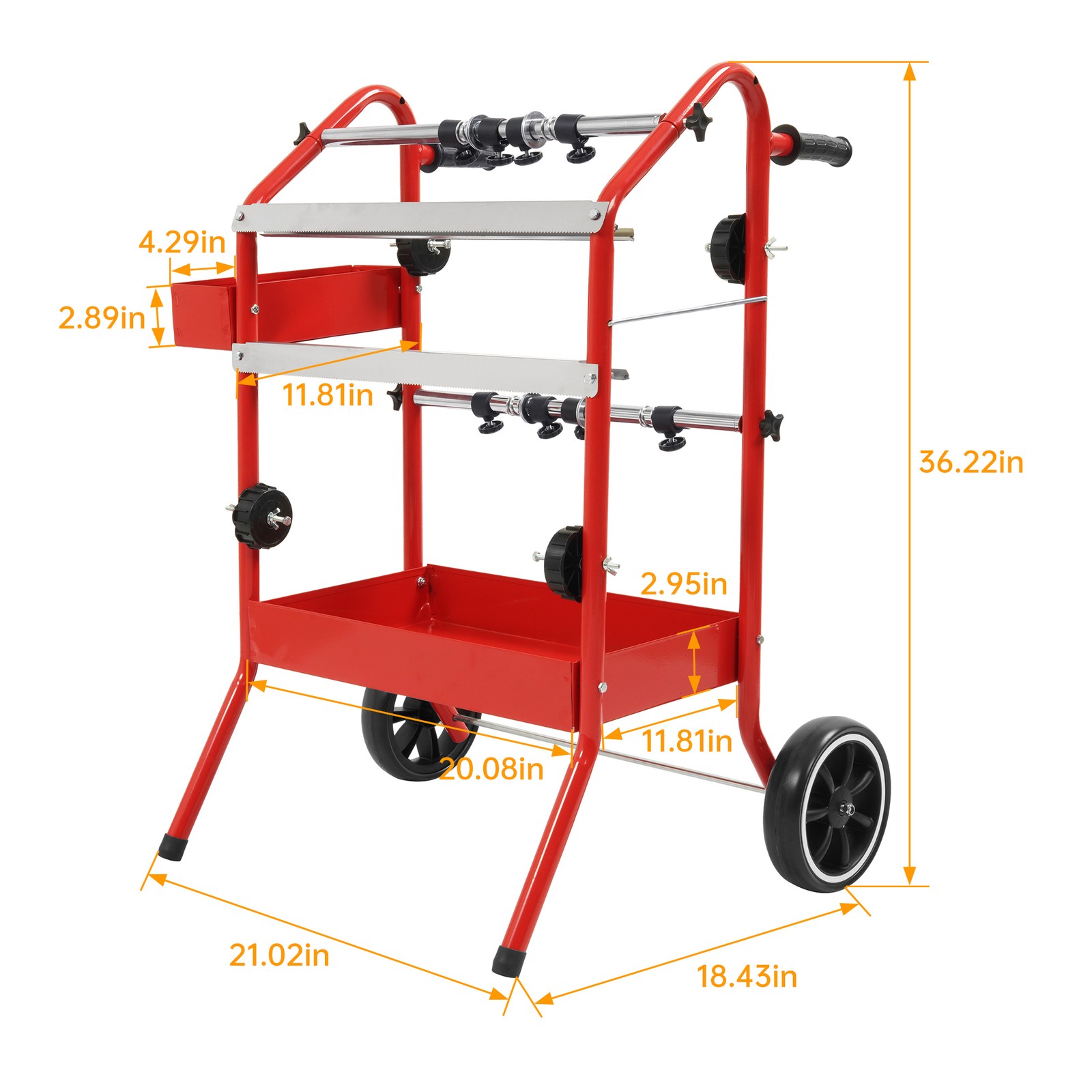 18" Mobile Multi-Roll Masking Machine Dispenser w/ 2 Paper Bars for Auto Body