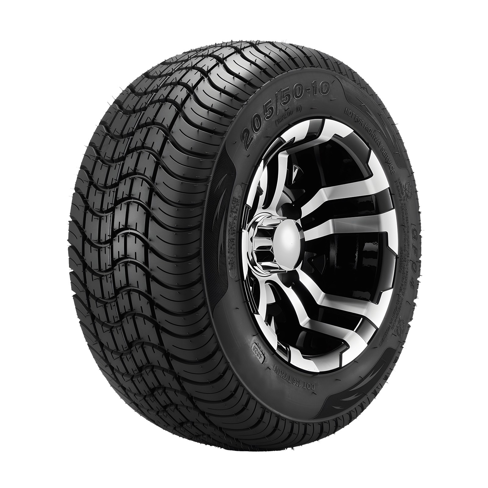 Uimoso Golf Cart Wheels & Tires Set of 4 10" 205/50-10 Compatible with Club Car