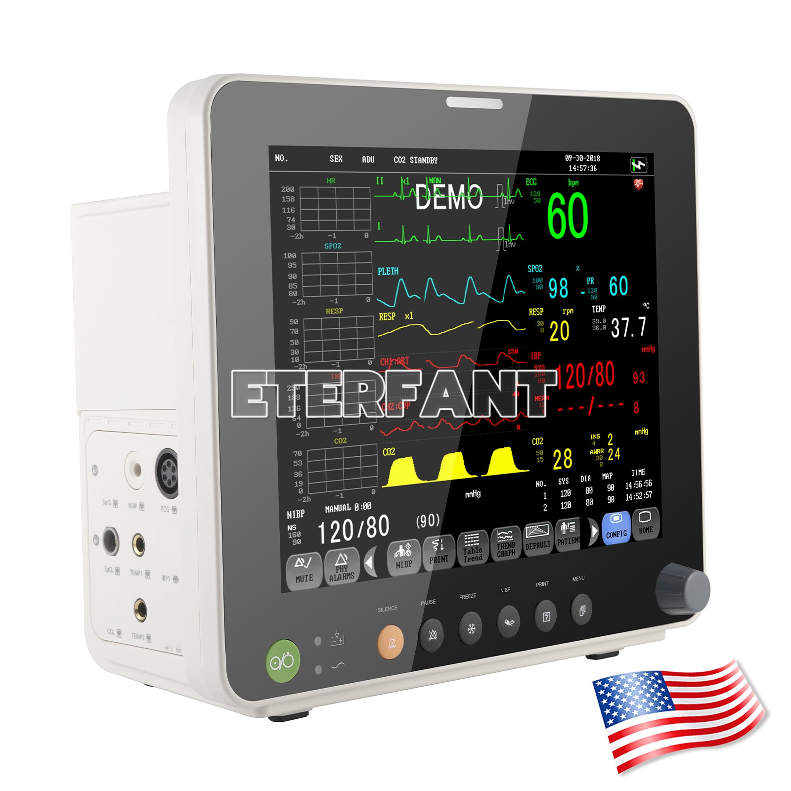 12" Patient Monitor ICU CCU Vital Sign For Hospital/Medical Trolley Cart