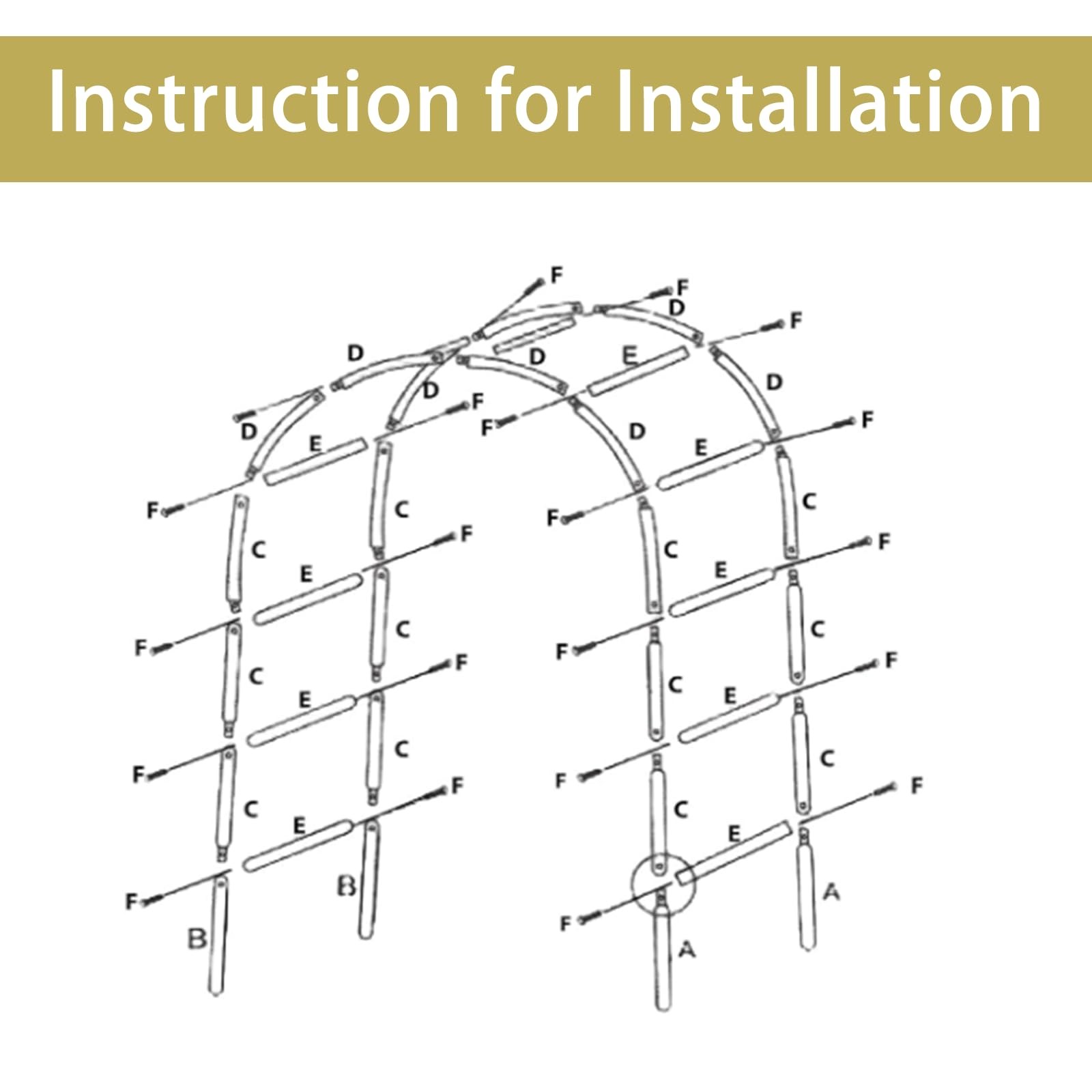 7.8ft Garden Arch Trellis for Climbing Plants, Metal Arch Frame, Pumpkin Arch