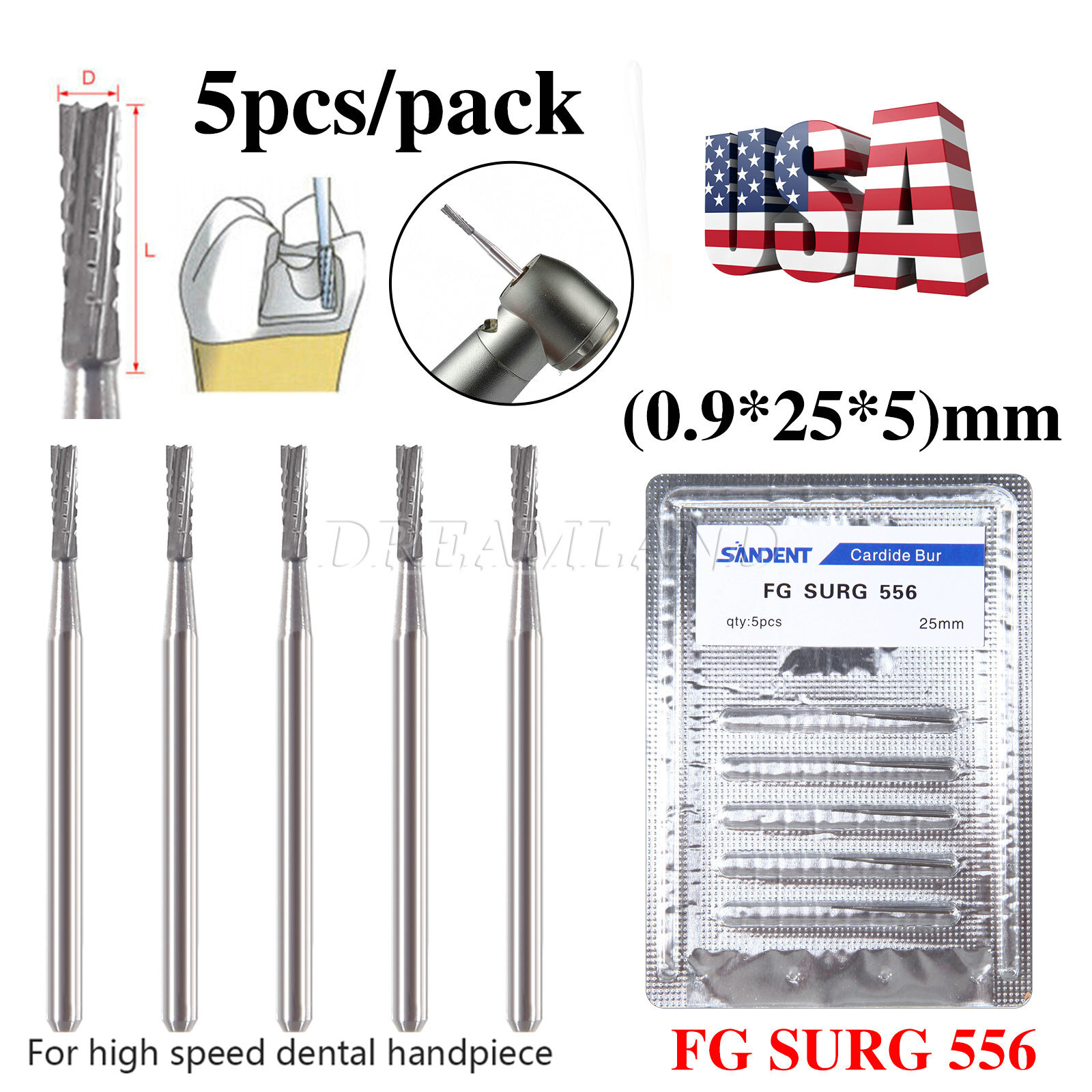 Dental Surgical Bur Long 557L 558 556 Carbide Burr 25mm High Speed