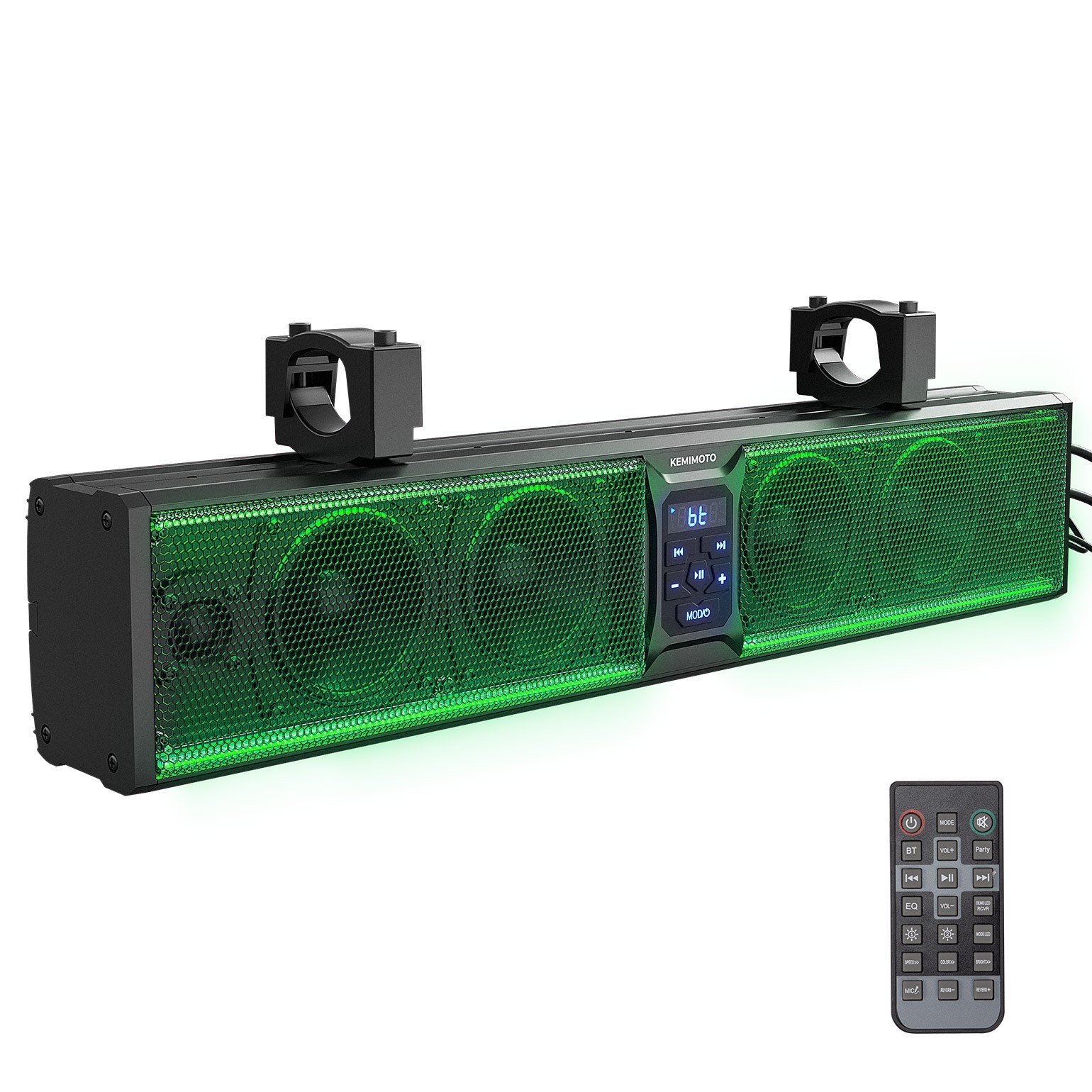 KEMIMOTO 26'' RGB UTV Sound Bar Bluetooth Speaker System for Polaris RZR Can Am