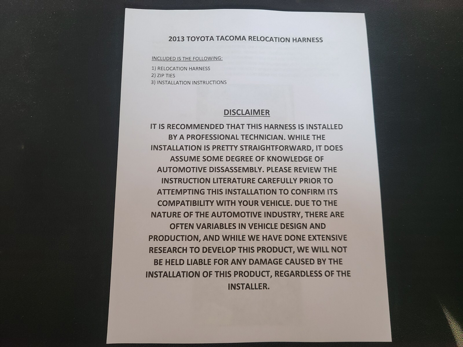 2009-2013 Tacoma OEM Camera Image Relocation Harness Use With Aftermarket Radio