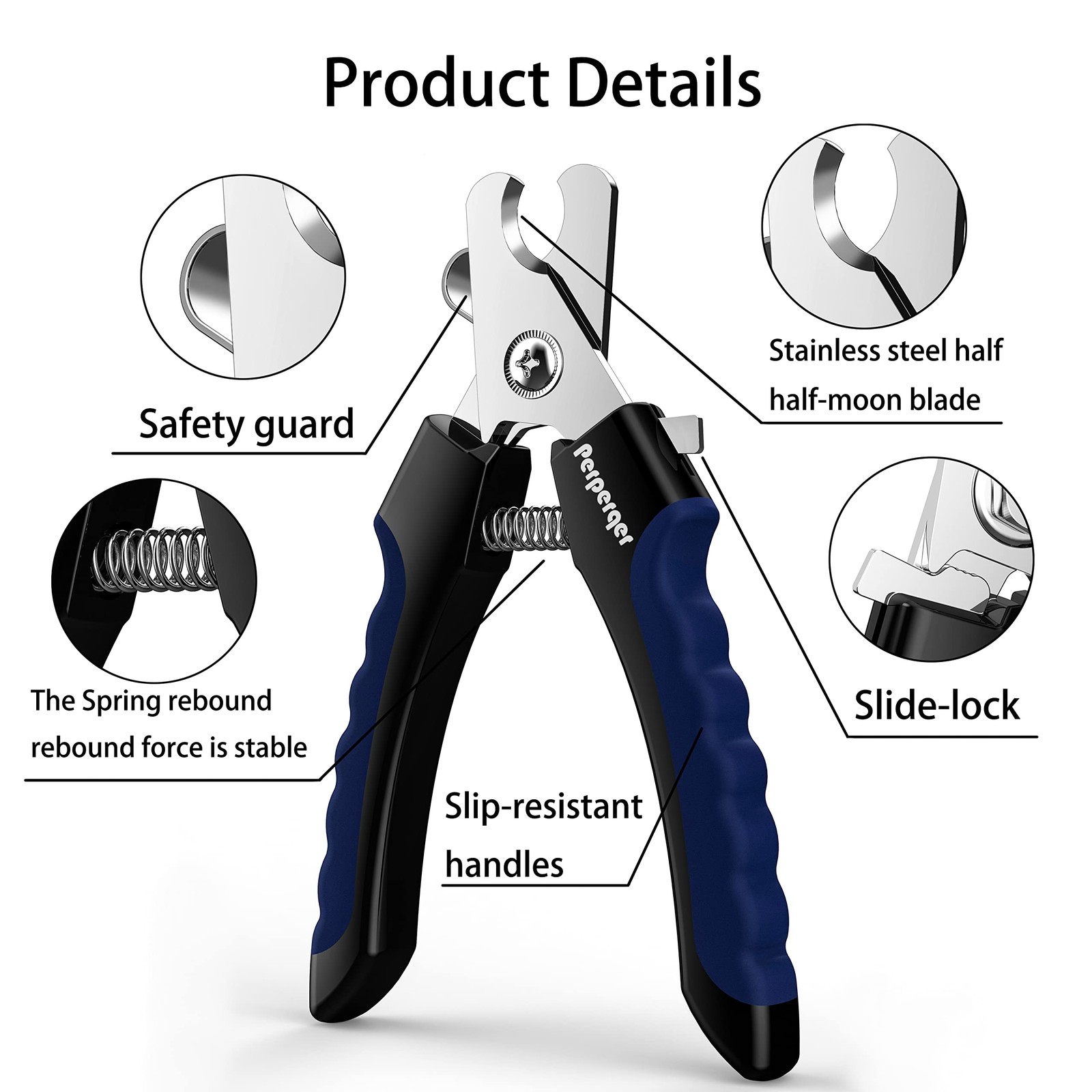 Perperqer Dog Nail Clippers,Dog Nail Trimmers with Safety Guard for Small Med