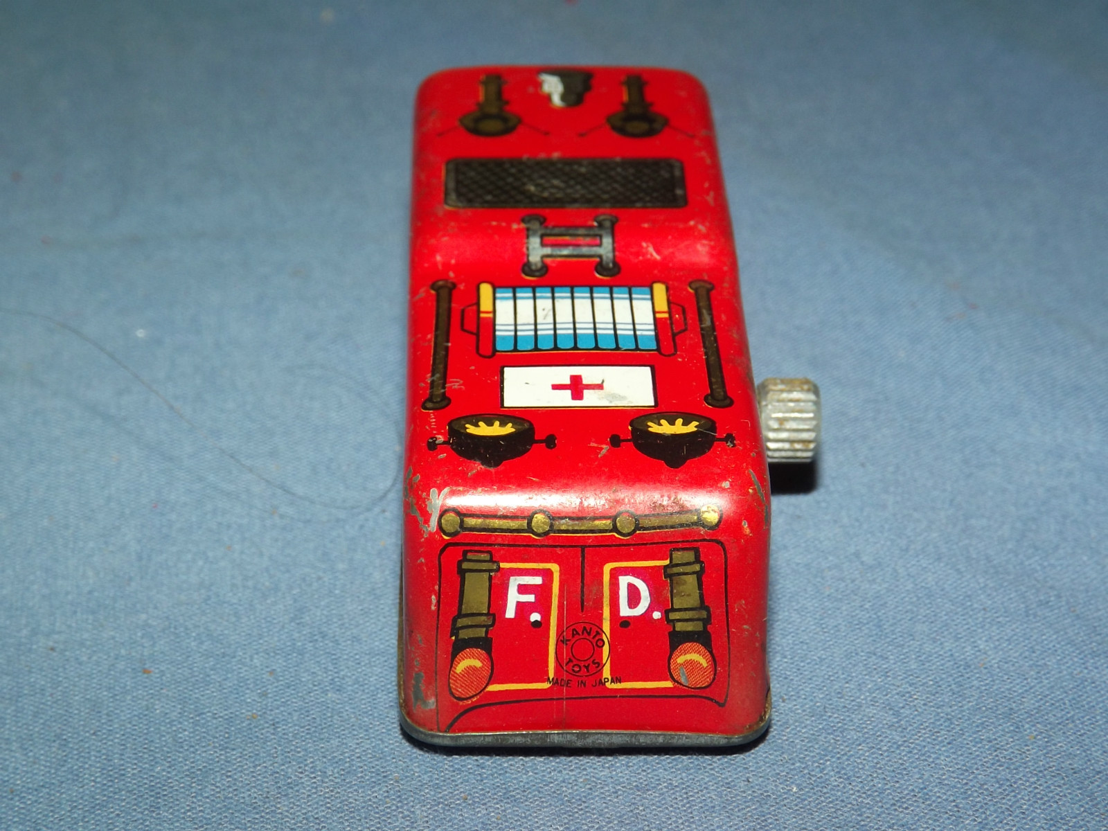 VINTAGE TOY 1960-70S KANTO TOYS MINI TIN LITHO WIND UP FIRE TRUCK