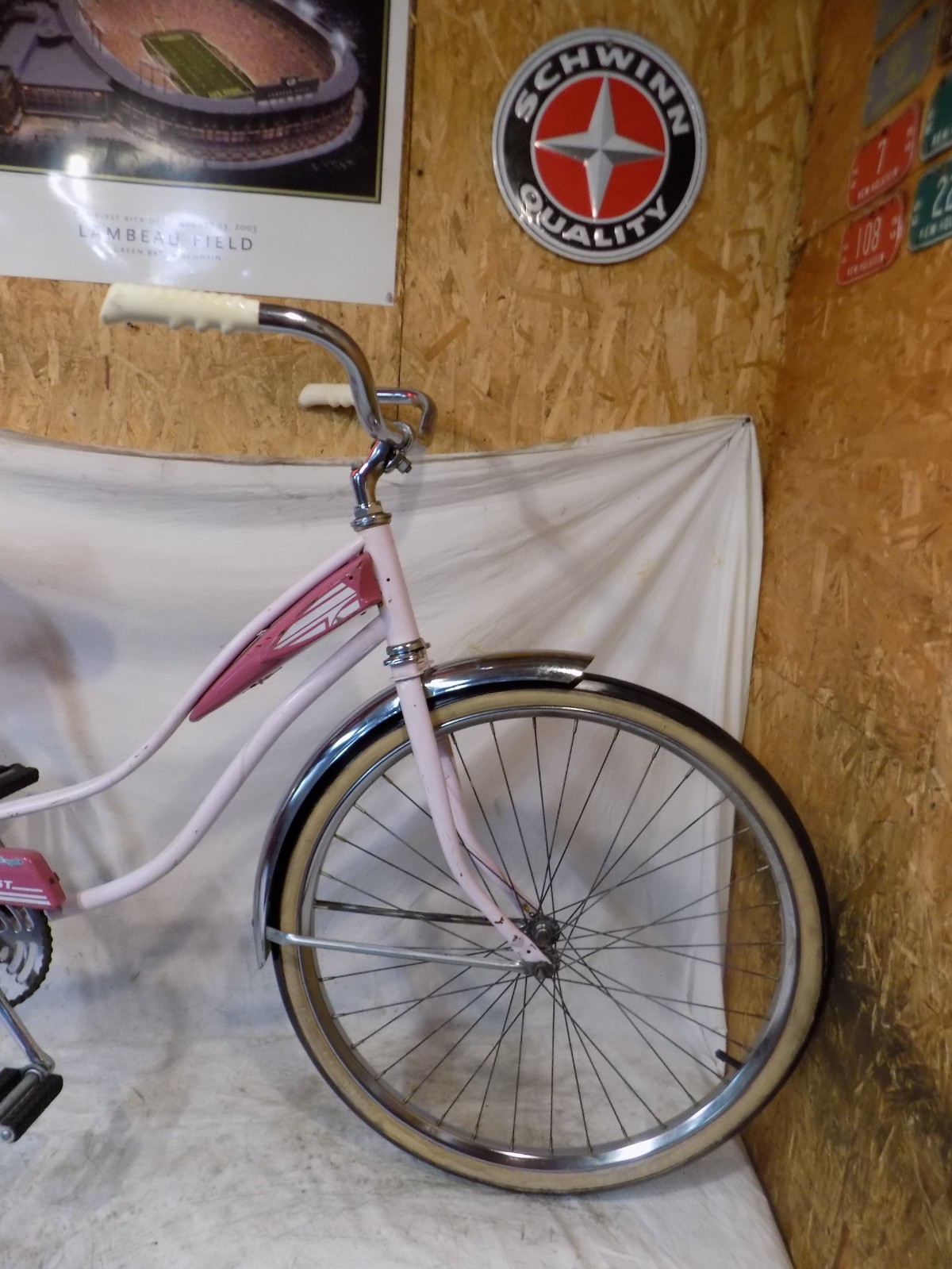 1960s ROLLFAST PINK LADIES TANK BIKE JC HIGGINS MURRAY JET RACK VINTAGE CUTE!