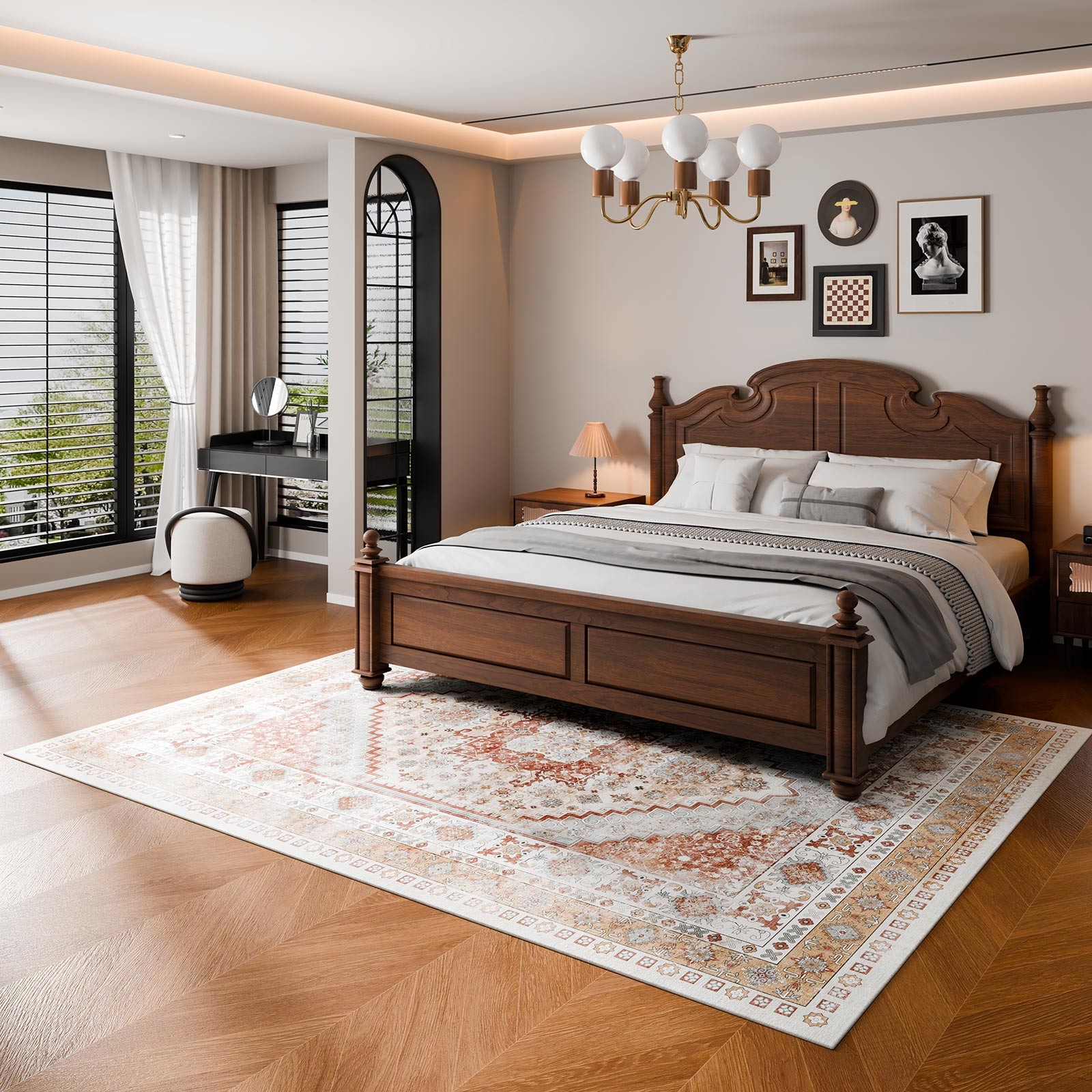 Uimoso 8 x 10 ft Area Rug Medallion Floor Mat Indoor Carpet Washable Anti Skid