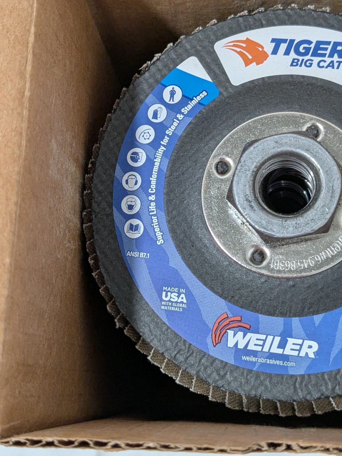 Weiler Flap Disc: 4-1/2" Dia, 40 Grit, Zirconia Alumina, Type 27 Box of 10 96245