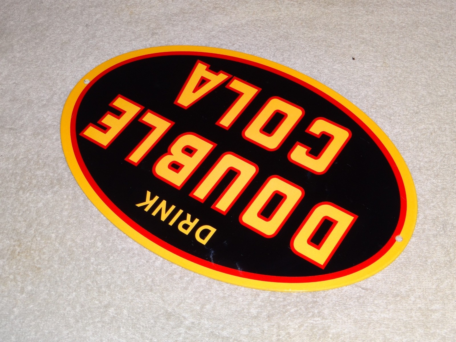 VINTAGE DRINK DOUBLE COLA SODA POP 12" METAL COCA GASOLINE OIL ADVERTISING SIGN!