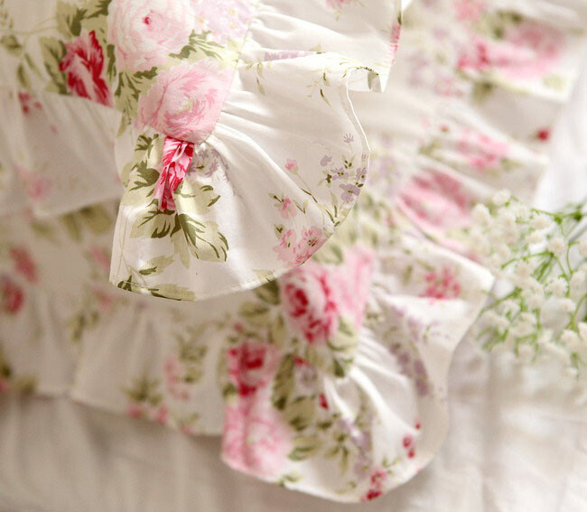 Country Rose Floral Pillowcases Pillow Covers Shabby Pink Standard Sham 1 Pair