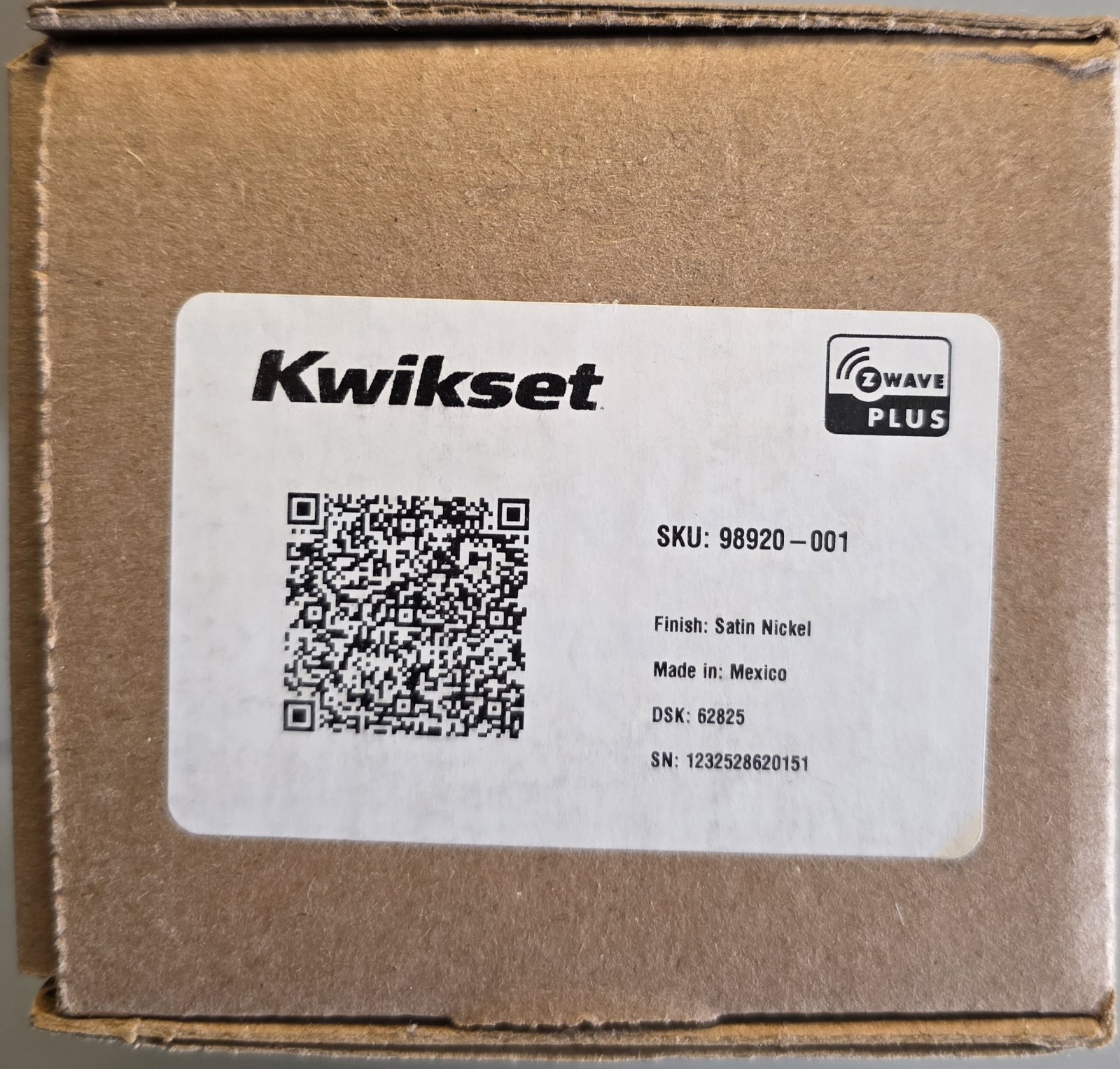 Kwikset Home Connect 620 Z-Wave Plus Smart Lock Satin Nickel 98920-001 - New