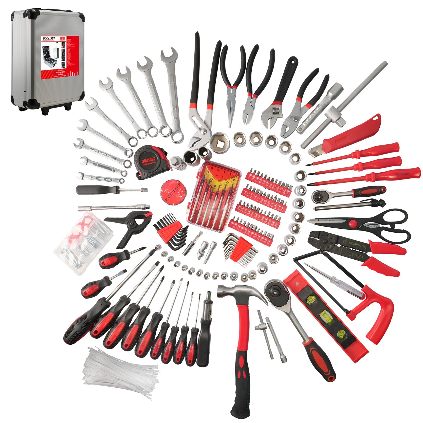 Tool Box with Tools 515 pcs Household Tool Set with Aluminum Trolley Case