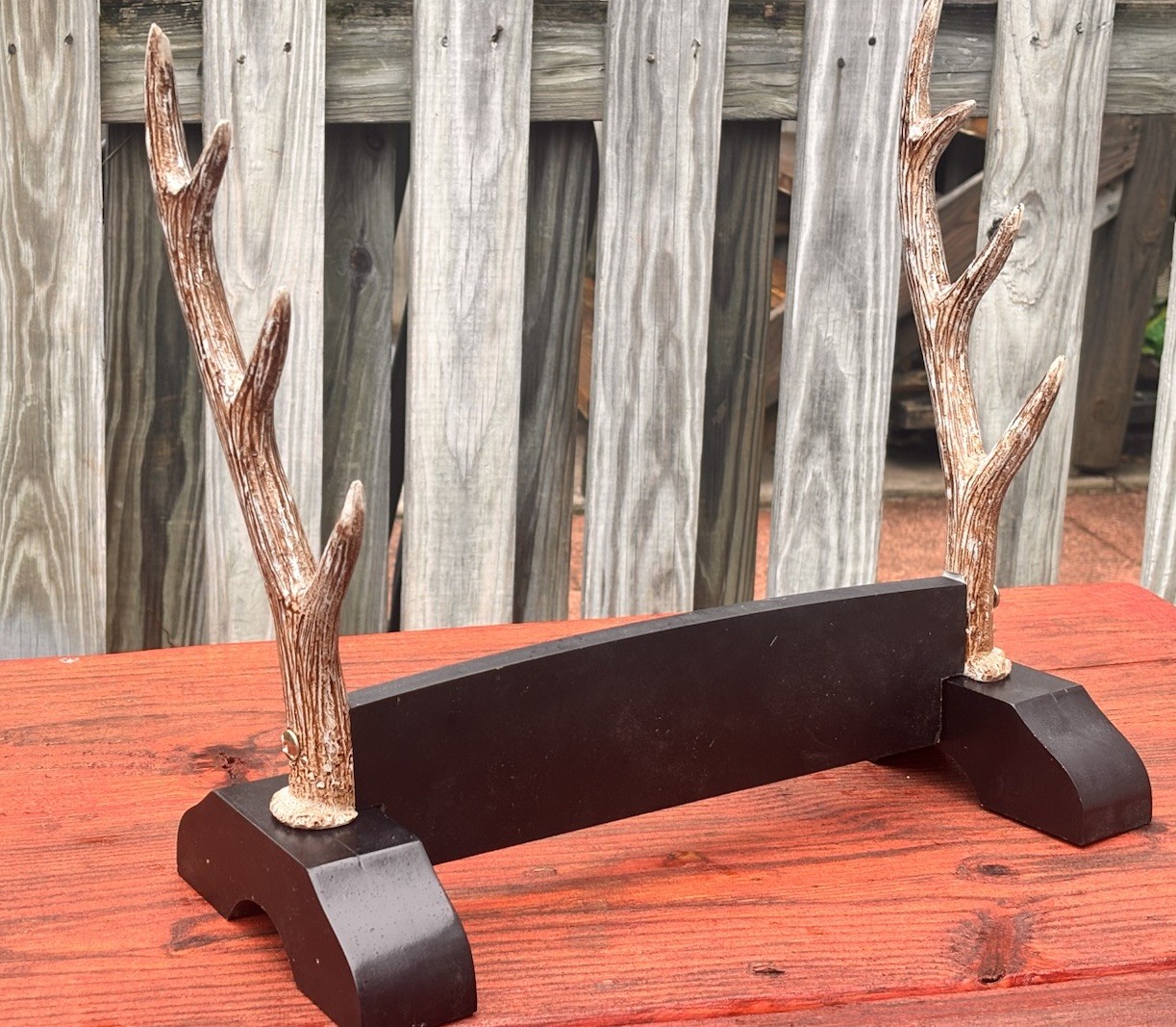 Katana Stand Antler Samurai Sword Stand Faux Antlers With Black Wood Base 3 Tier