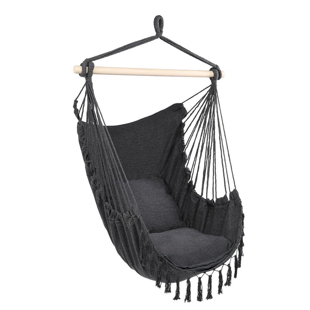 Hammock Hanging Rope Chair Swing Seat Patio Picnic Camping Dark Gray