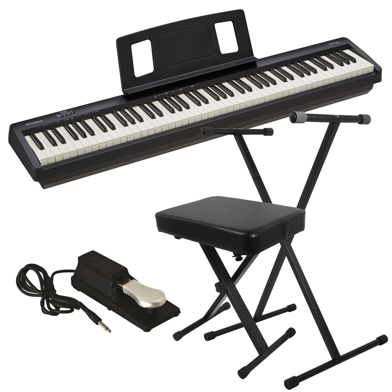 Roland FP-10 Digital Piano - Black KEY ESSENTIALS BUNDLE
