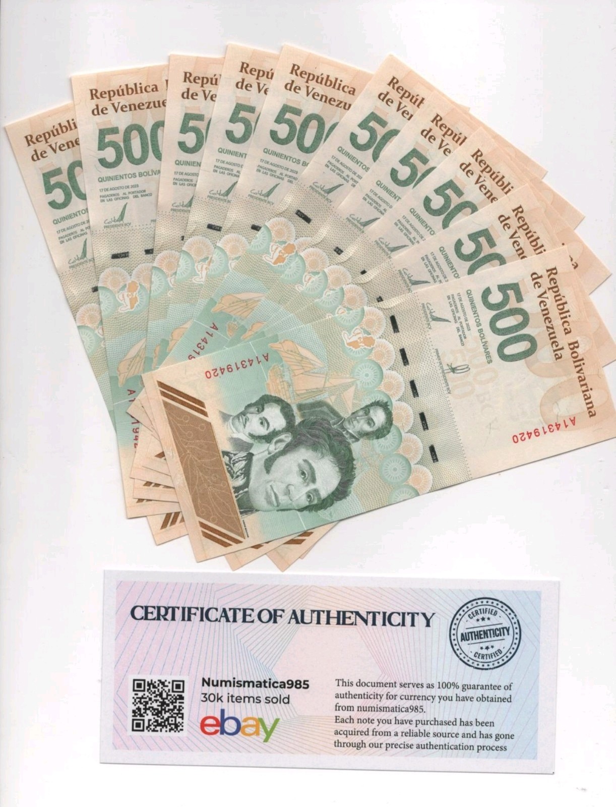 VENEZUELA 500 DIGITALES x5 2023 NEW NTS 500 Million Bolívares series– COA
