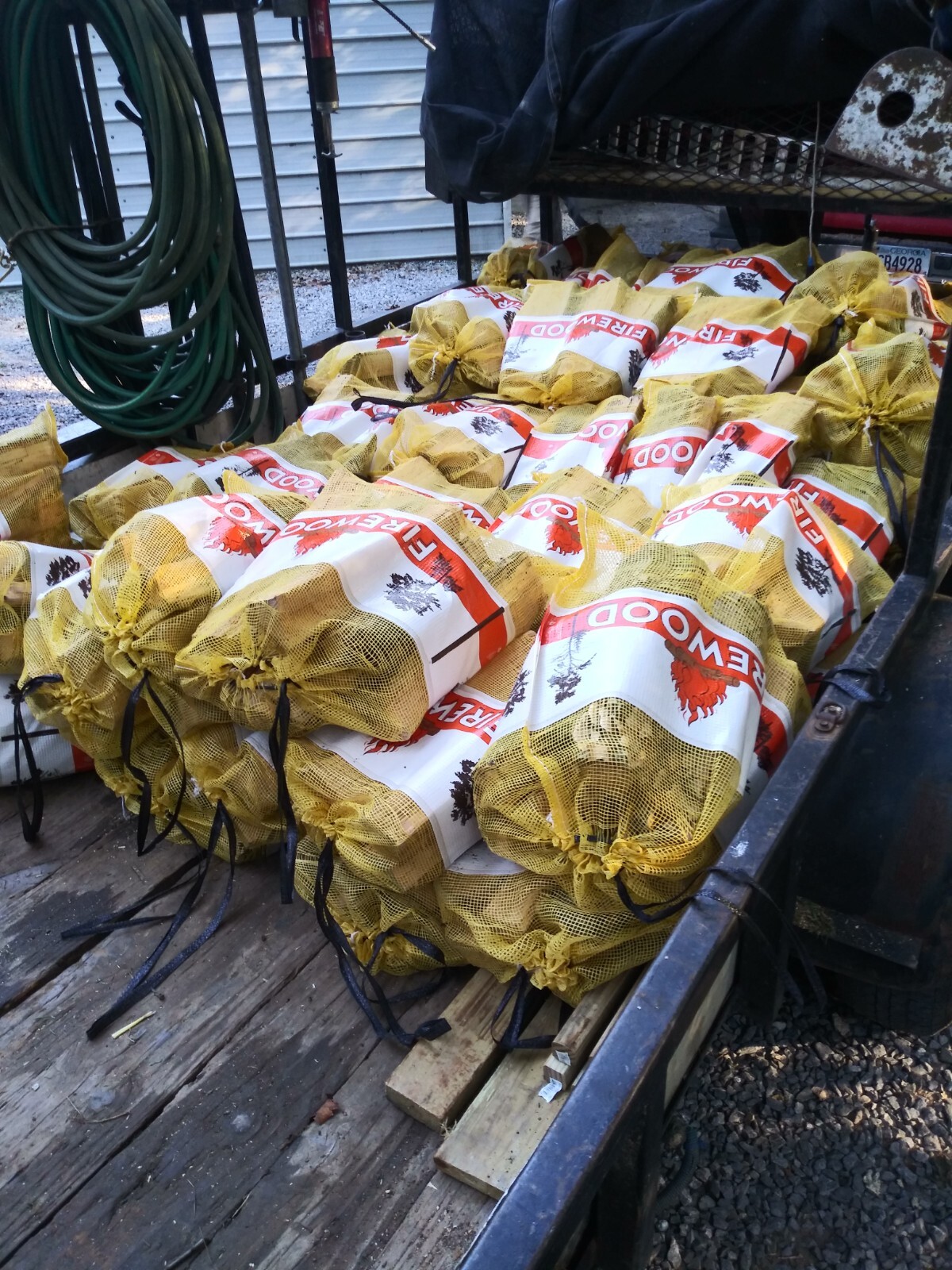 Yellow or Red Mesh Firewood Bags Purple Kindling Bags .75 or 1 Cubic Ft sizes