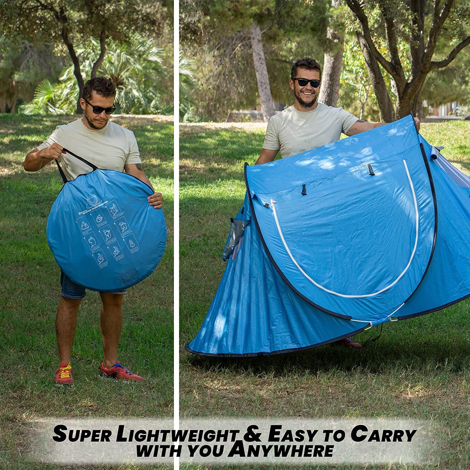 Zone Tech Portable Pop Up Tent Easy Set up 3-4 Person Sunshade Shelter